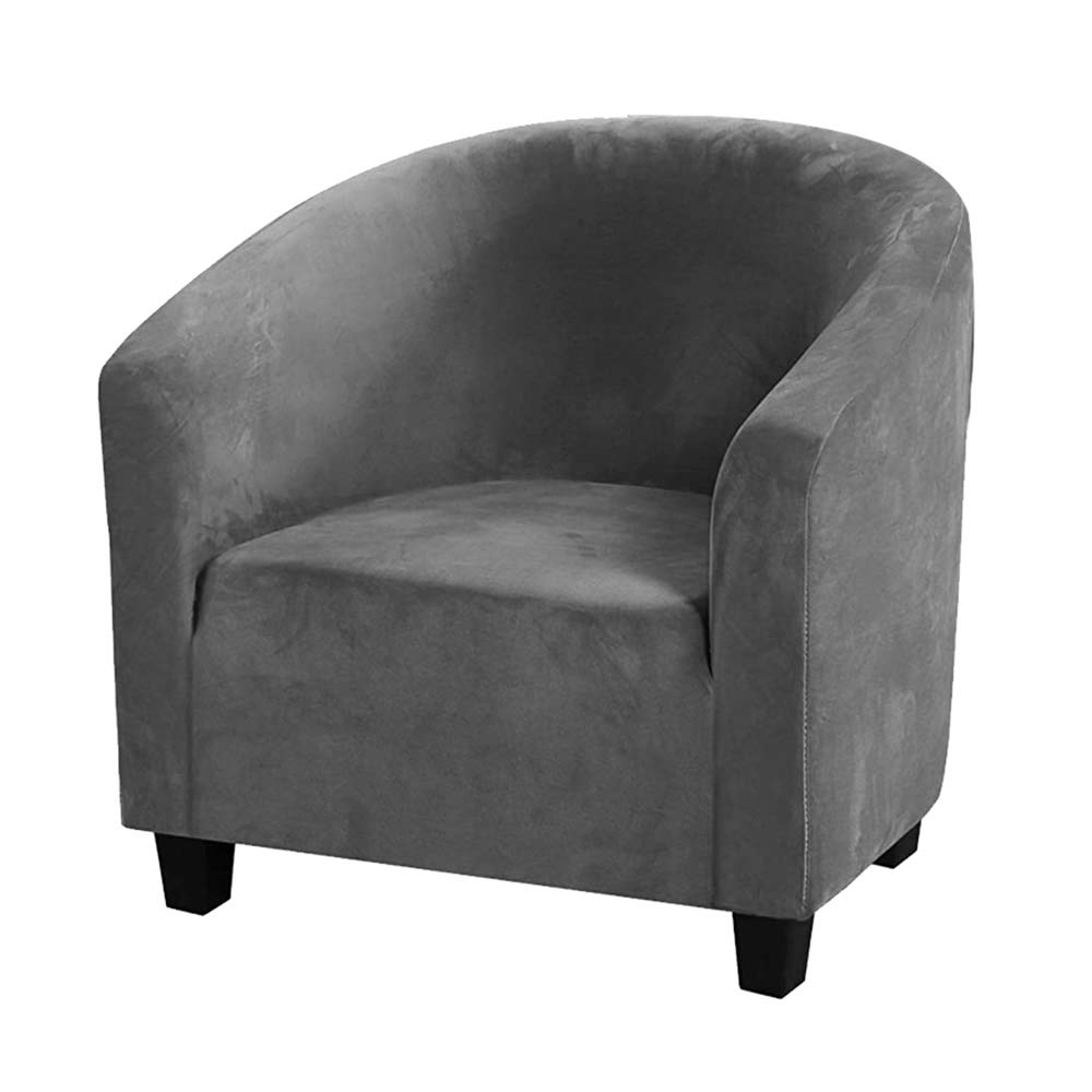 Velvet Stretch Armchair Slipcover - Plush Spandex Club Chair Cover, Wingback Sofa Protector | Removable & Washable Furniture Cover for Living Room, Bedroom, Office (Dark Grey) | Perfect for Home Decor & Pet Protection