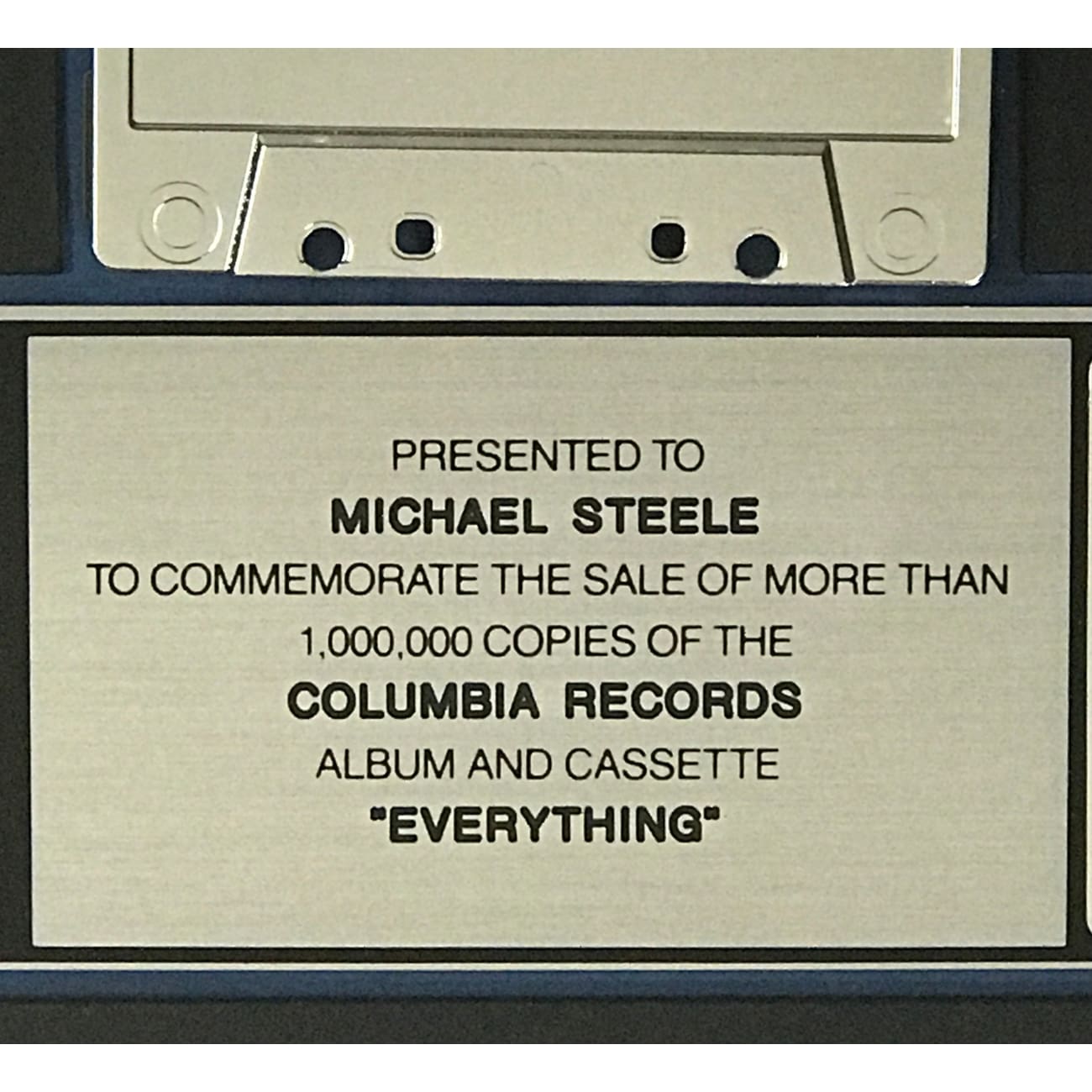 Rare RIAA Platinum Album Award Presented to Michael Steele - Authentic Music Memorabilia for Collectors & Fans | Perfect for Display in Music Studios, Theaters, and Fan Collections