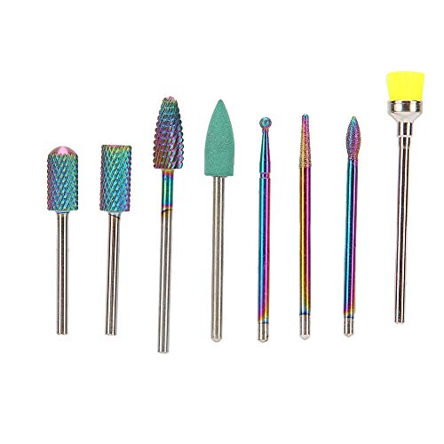 8Pcs Professional Nail Drill Bits Set for Electric Nail Drill - Diamond Grinding Heads for Manicure & Pedicure - Nail Art Polishing Accessories Kit (Perfect for Salon, Home Use & Professional Nail Technicians)