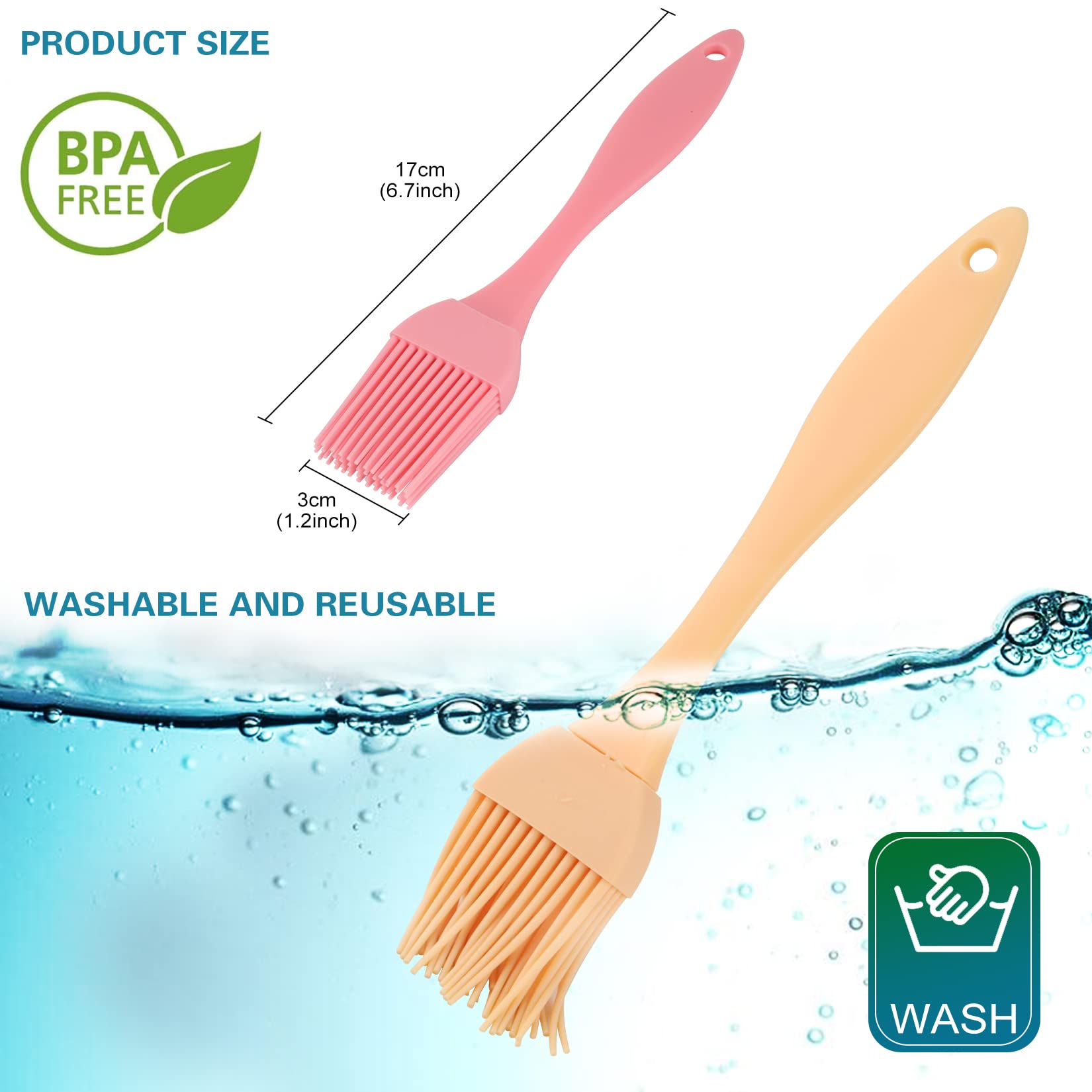 16 Pcs Silicone Basting Pastry Brush Set - Non-Stick Heat-Resistant Cooking Brushes for Oil, Sauce, Butter & Marinades | Perfect for BBQ, Grilling, Baking Cakes, Pastries, Meats & Desserts | Ideal for Home Kitchen & Professional Use