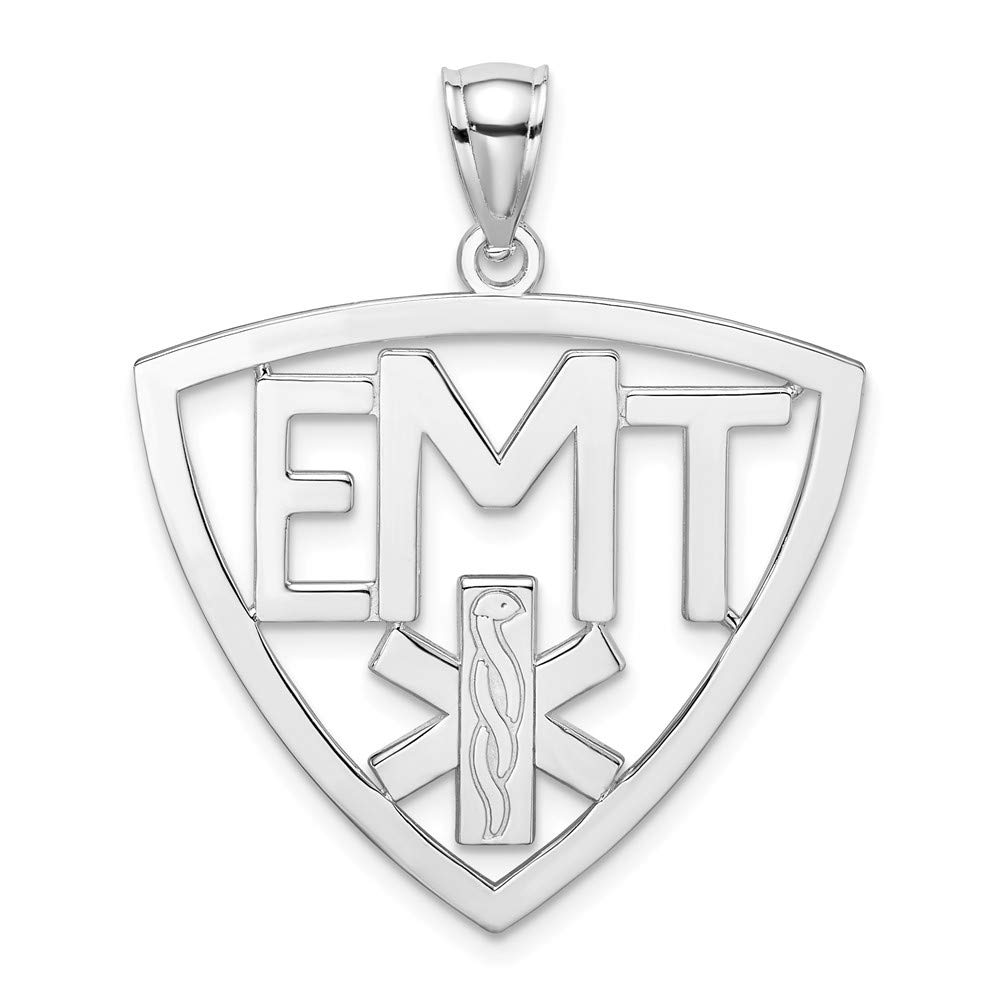 Yasmins Collection 14K White Gold White EMT In Frame with Symbol High Polish Cut Out Pendant (0.88 x 0.99 inches) - Elegant Jewelry for Women, Perfect for Gifts, Anniversaries & Special Occasions