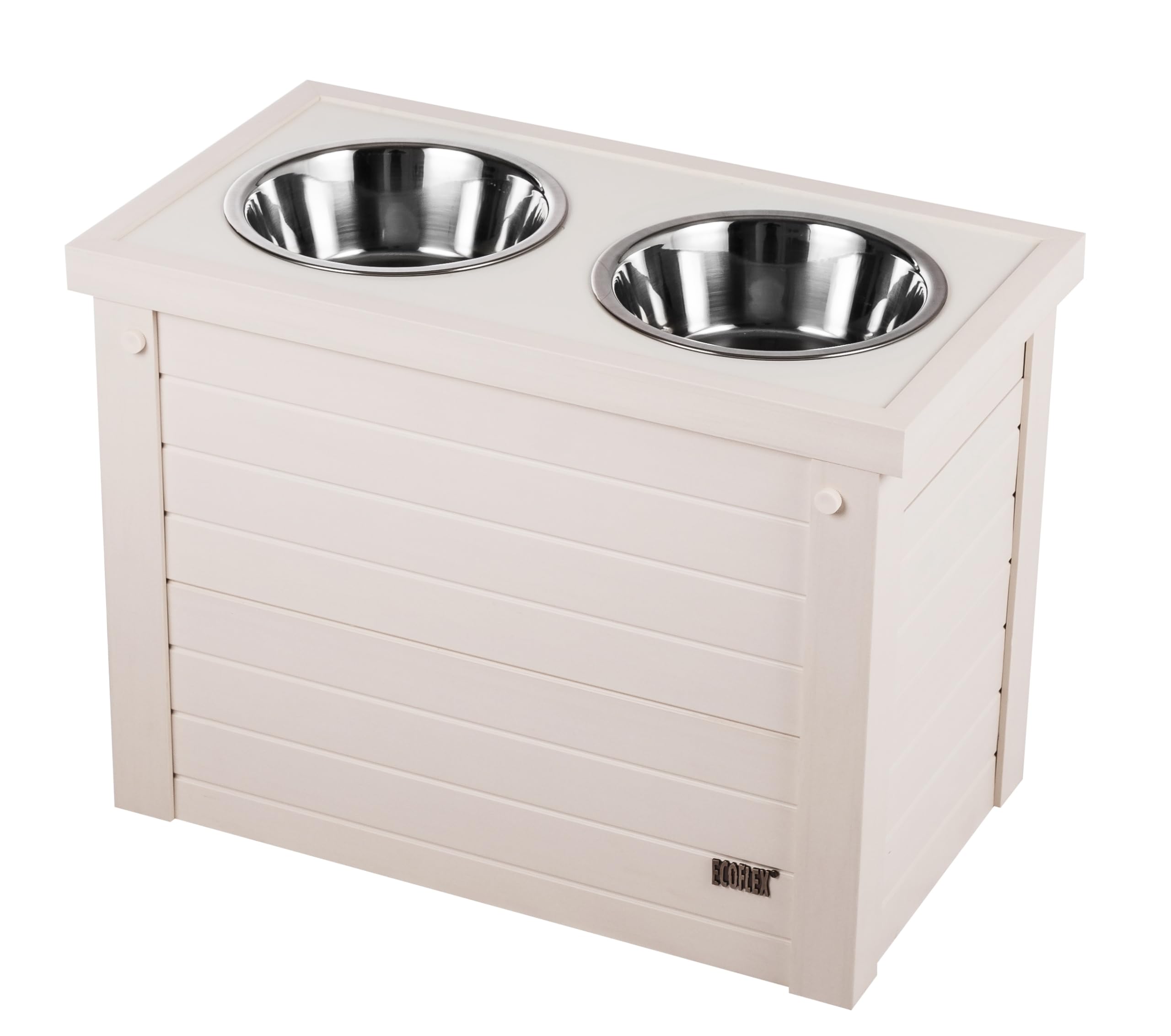 New Age Pet® ECOFLEX® Elevated Dog Feeder with 2 Stainless Steel Bowls & Sliding Lid Storage Bin - Perfect for Medium to Large Dogs, Indoor/Outdoor Use, Mess-Free Feeding & Convenient Food Storage