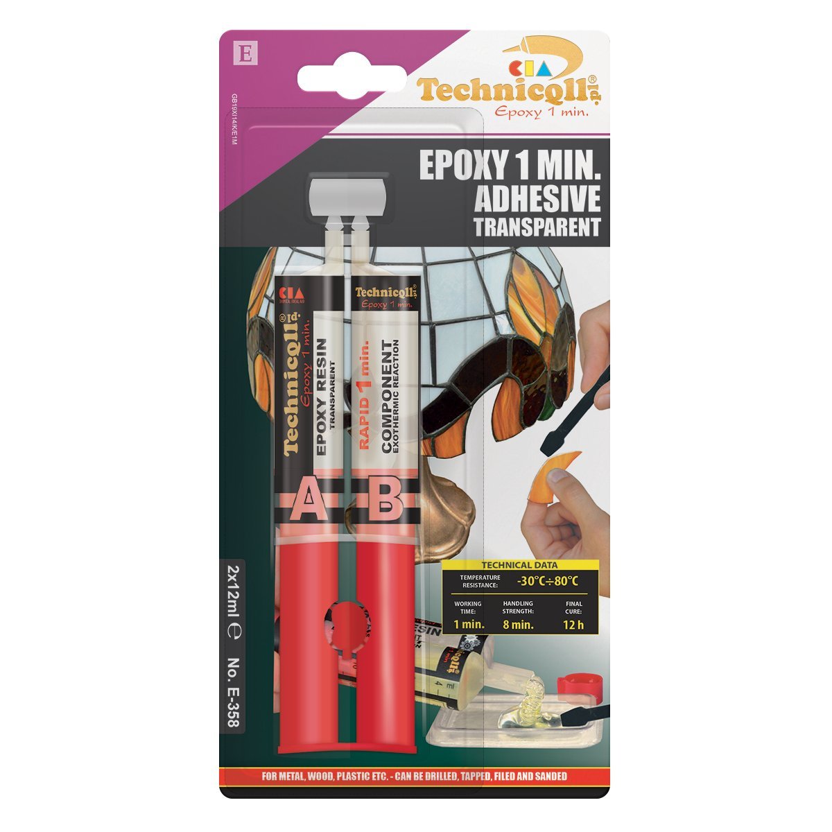 Fast-Drying Clear Epoxy Adhesive Glue for Metal, Glass, Ceramic, Porcelain & Plastic - Strong Bonding for DIY Crafts, Home Repairs & Industrial Applications