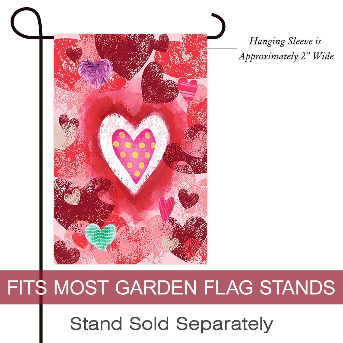 Morigins Sweet Love Double Sided Garden Flag 12.5x18 Inch - Valentine's Day Decorative Yard Flag for Outdoor Porch, Lawn & Home Decor