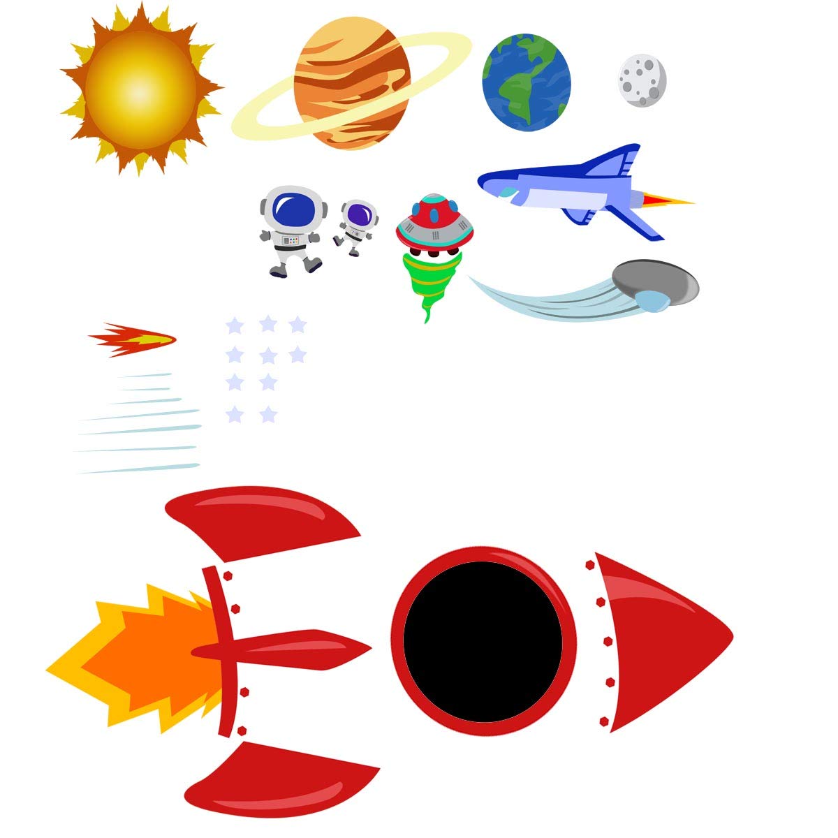Custom Kids Peel and Stick Outer Space Wall Decals - Personalized Photo Upload - Galaxy Planets Stickers Set (46 PCS) - Perfect for Nursery, Bedroom & Playroom Decor