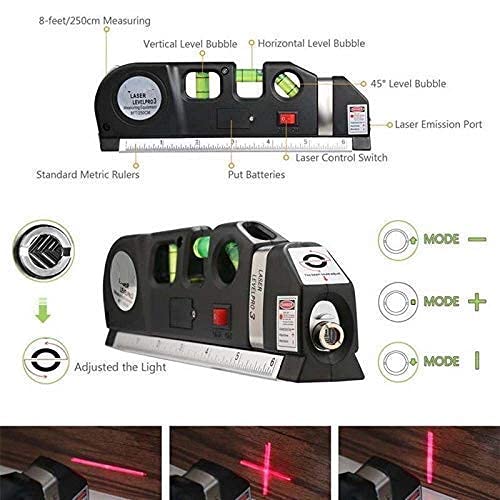 KARTCITY Multipurpose Laser Level - 360° Horizontal & Vertical Alignment with Bubble Vials & Measuring Tape - Perfect for Construction, DIY Projects, and Home Renovations