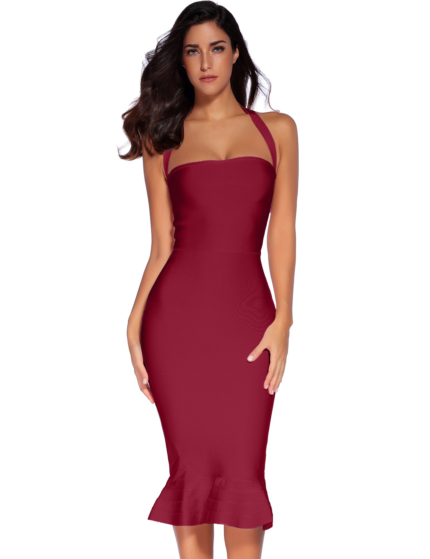 Elegant Women's Halter Fishtail Bandage Party Dress - Perfect for Wedding Guest, Cocktail Party & Evening Events