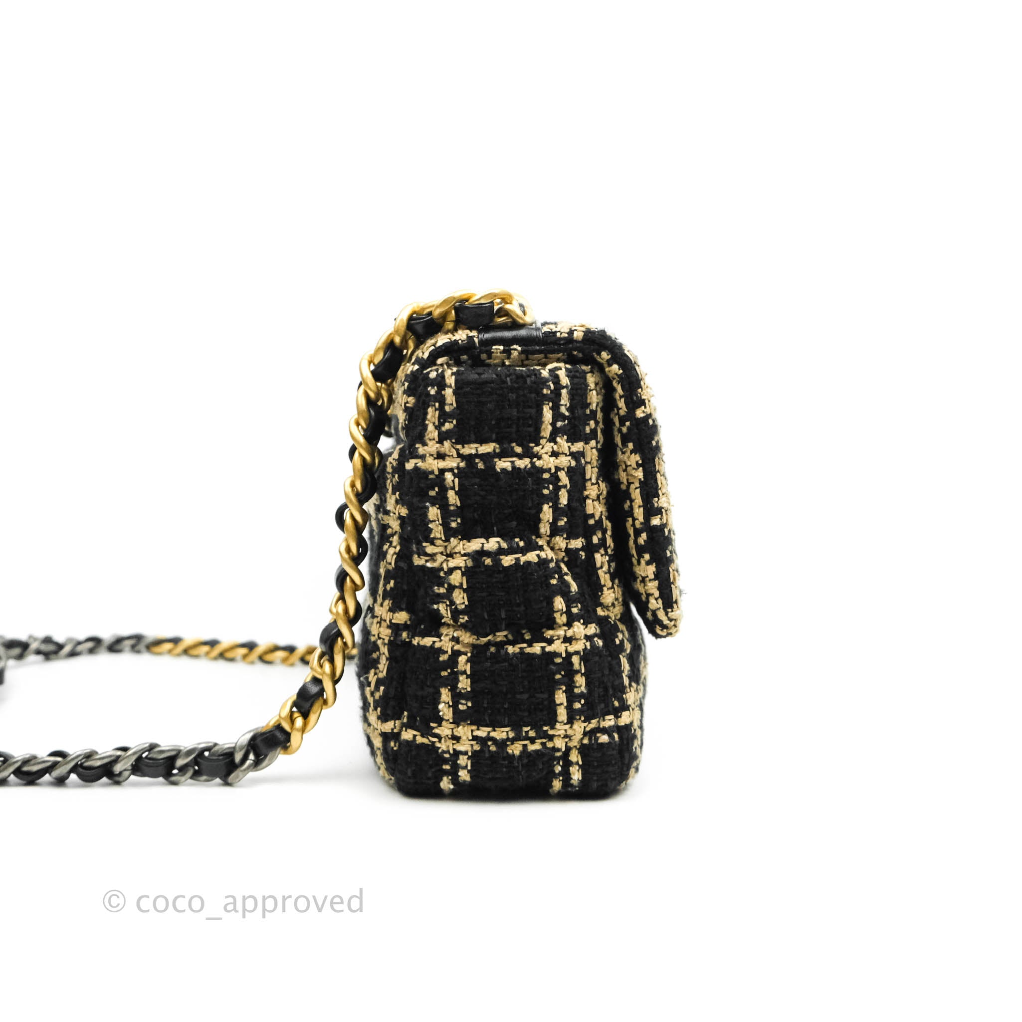 Chanel 19 Small Flap Bag - Black & Beige Tweed with Mixed Hardware | Luxury Designer Handbag for Women | Perfect for Work, Evening Events & Special Occasions