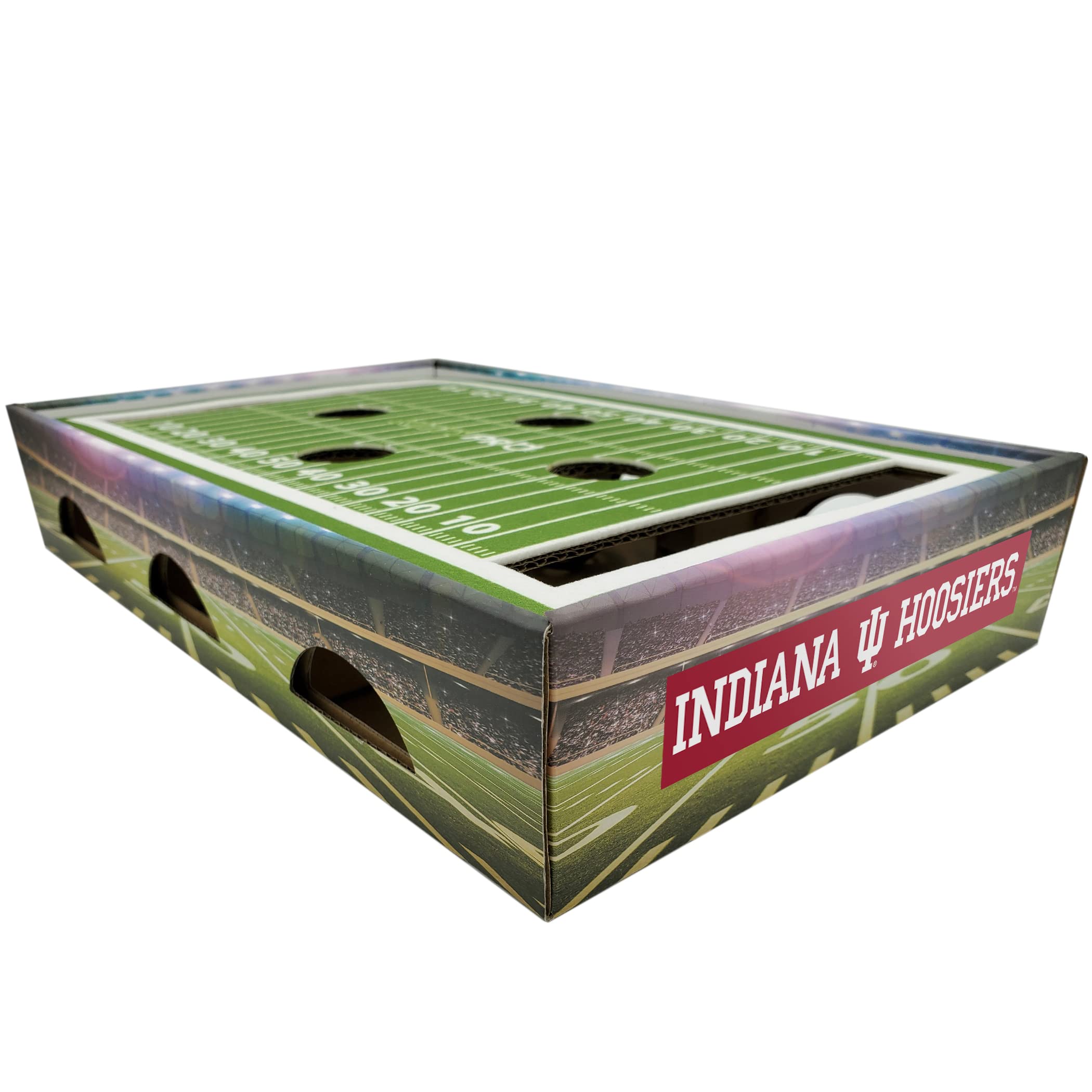 NCAA Indiana Hoosiers Cat Scratcher Box - Football Field Designed Cat Toy & Lounge for Game Day - Durable Pet Scratcher with Stimulating Play Features - Perfect for Playtime, Training & Home Decor