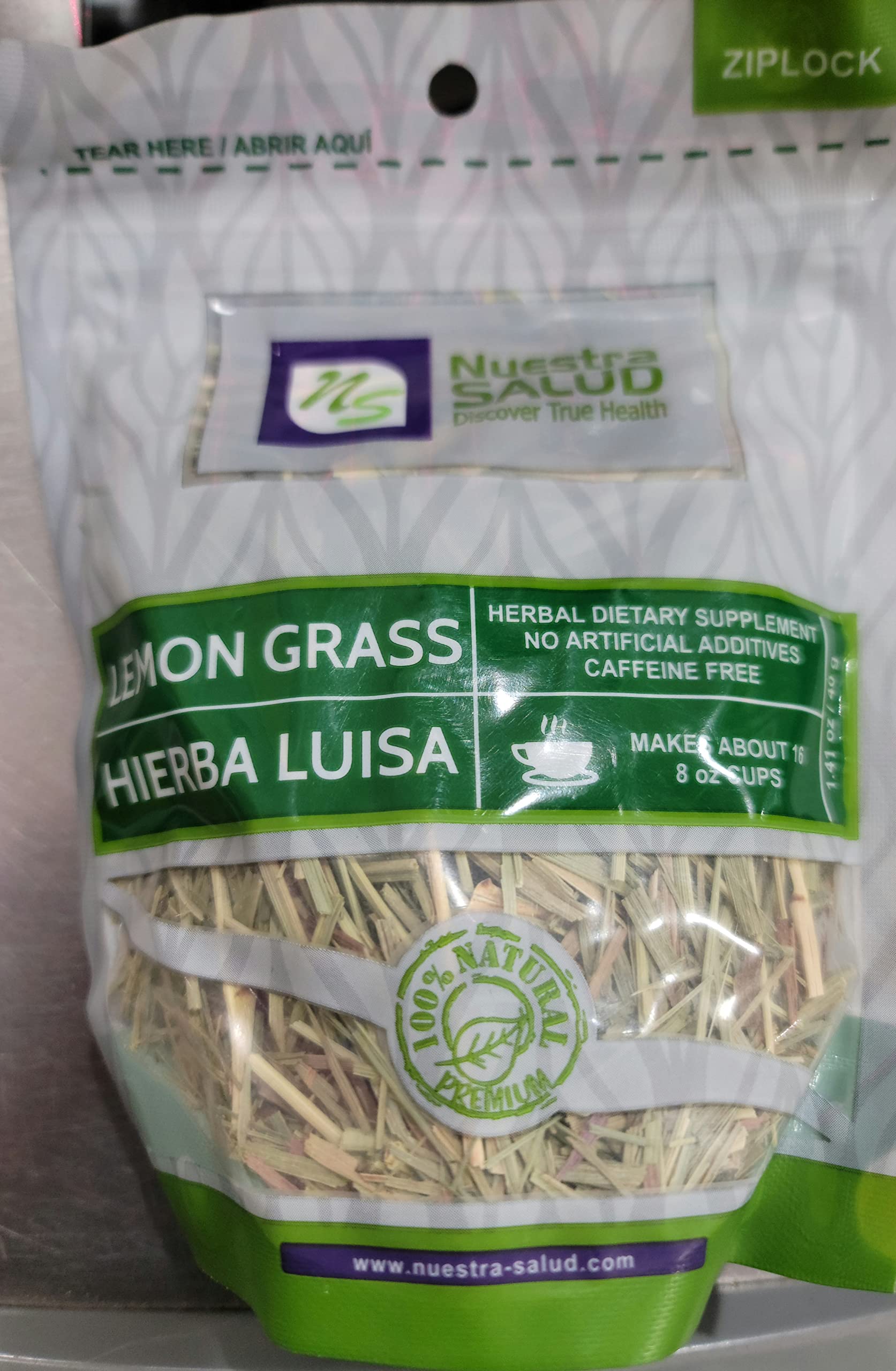 Organic Nuestra Salud Lemon Grass Tea - Herbal Tea for Relaxation & Digestion - Perfect for Stress Relief & After-Meal Wellness