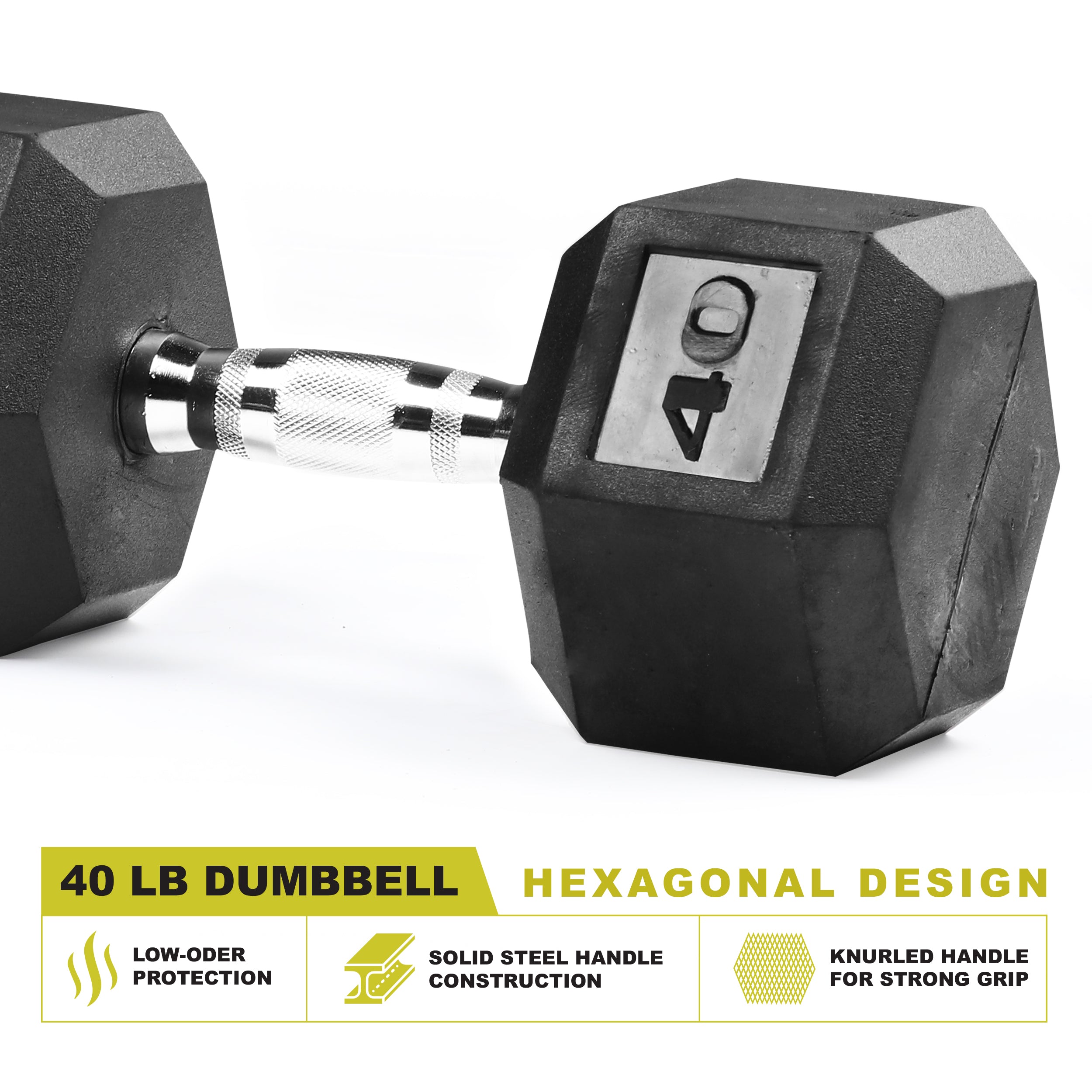 PRCTZ Rubber Encased Hex Dumbbell Set (5-40lb Pair) - Premium Weightlifting Equipment for Home Gym, Strength Training & CrossFit Workouts