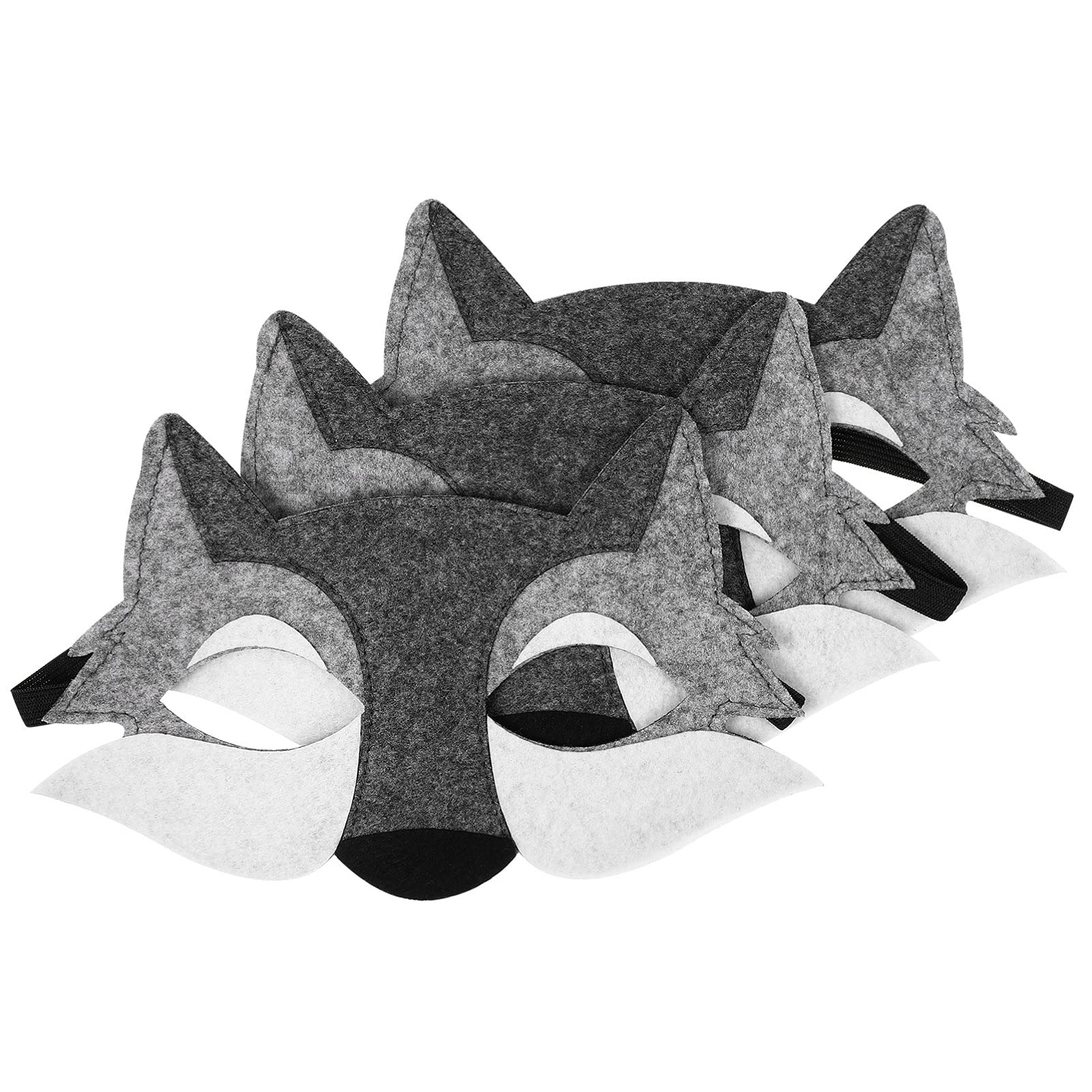 3PCS Wolf Felt Animal Masks for Kids - Half Face Wolf Costume Masquerade for Halloween, Birthday Parties & Cosplay - Perfect for Dress-Up, Role Play & Themed Events