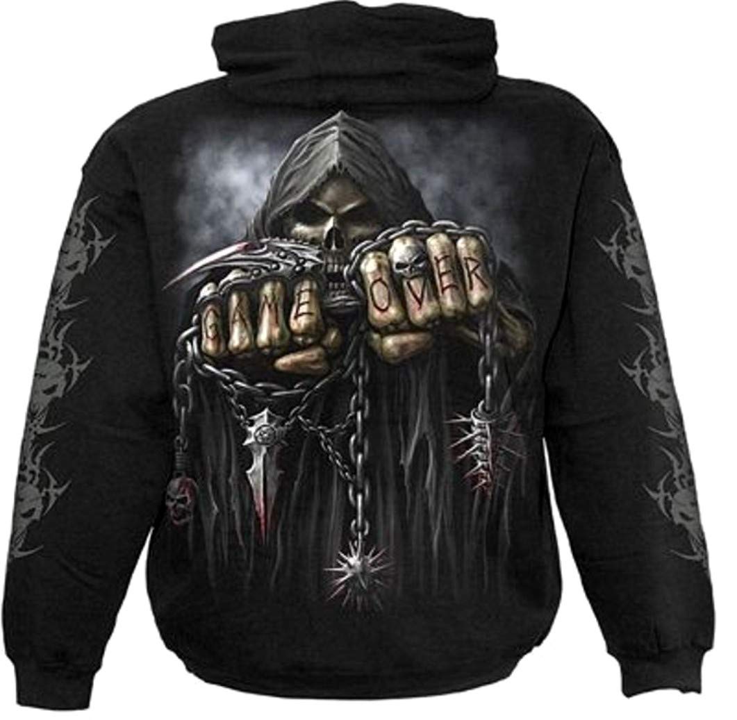 Spiral Game Over Black Hoodie - Trendy Unisex Pullover Sweatshirt for Gaming, Streetwear & Casual Outfits