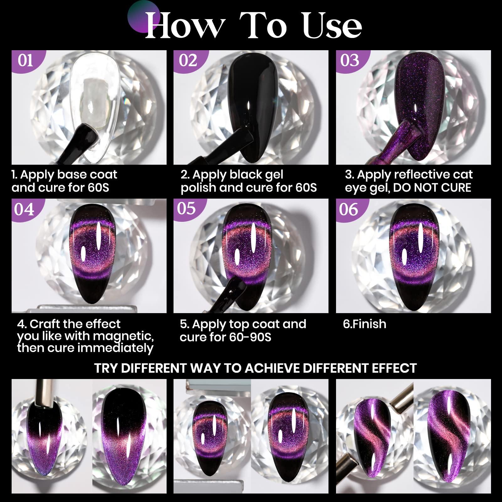 MIZHSE 9D Cat Eye Gel Nail Polish Set - 2 Colors (Cyan & Pink) Holographic Magnetic Nail Art Gel with Galaxy Effect - 10ML for Professional Salon & DIY Manicure at Home