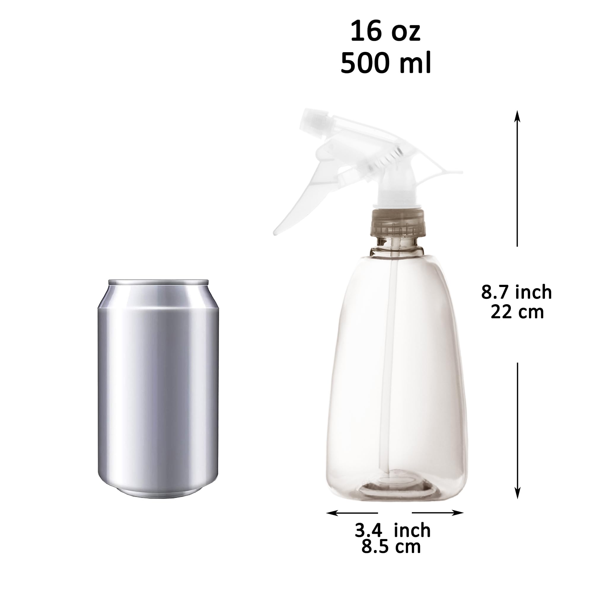 Youngever 6 Pack 16oz Empty Plastic Spray Bottles for Hair, Cleaning, Gardening & DIY Solutions - Refillable Grey Spray Bottles for Home, Salon, and Outdoor Use