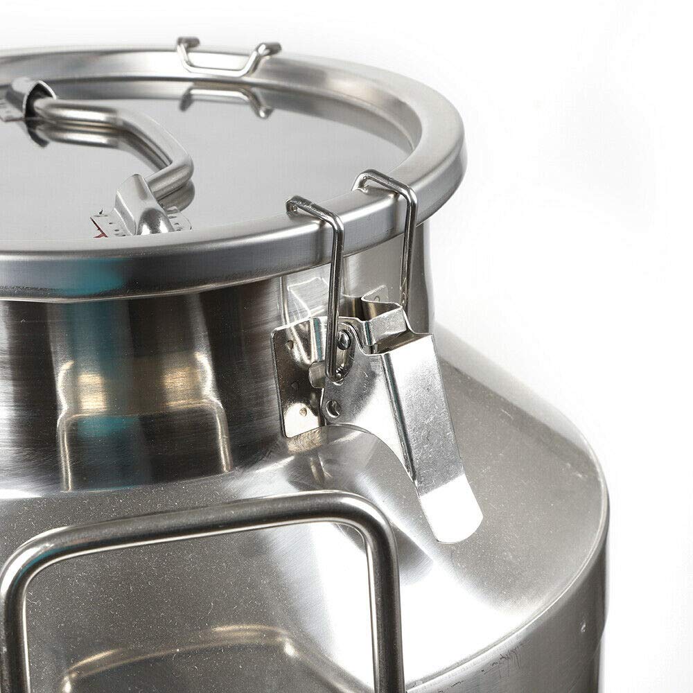 60L 15.85 Gallon Stainless Steel Milk Can - Food Grade Wine & Milk Storage Bucket with Airtight Sealed Lid - Heavy Duty Tote Jug for Brewing, Fermenting & Farm Use (Perfect for Dairy, Winemaking & Homesteading)