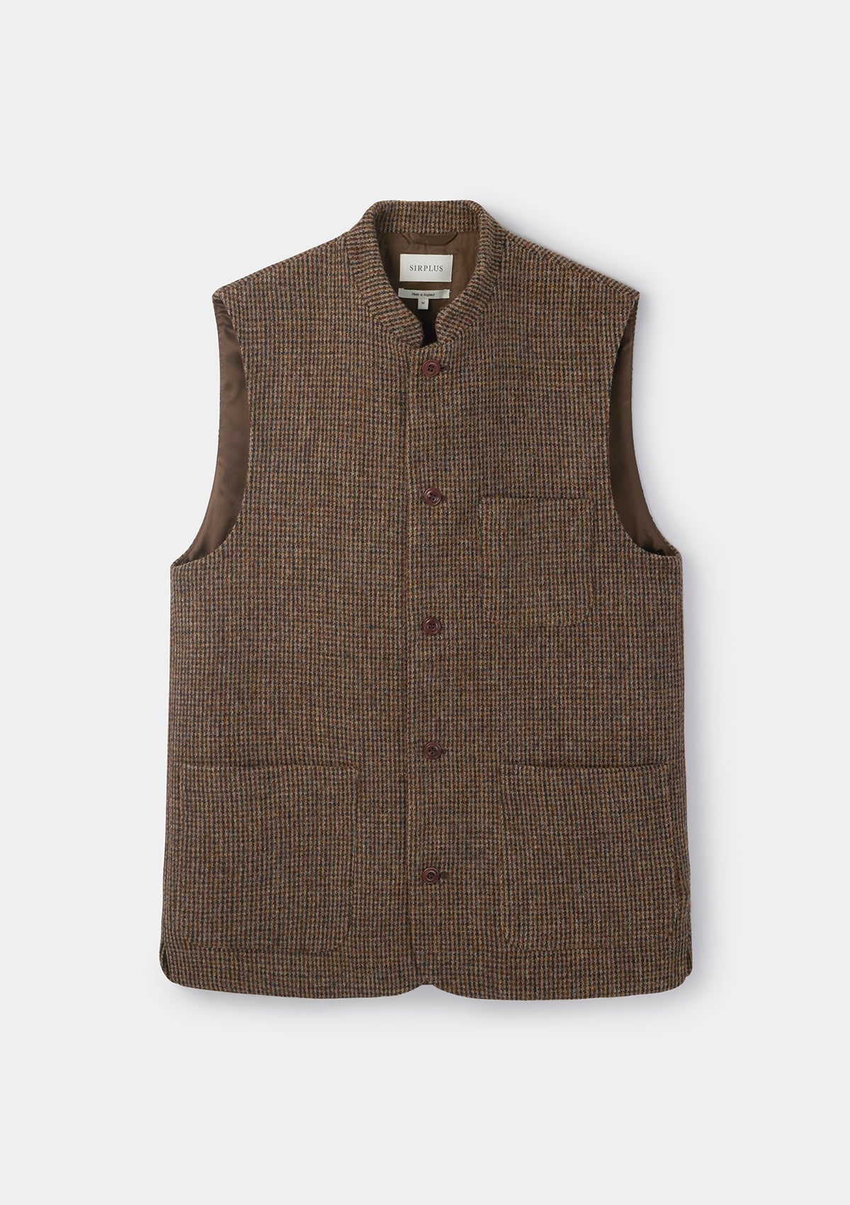 Harris Tweed Brown Nehru Waistcoat for Men - Vintage Style Formal Vest for Weddings, Business & Special Occasions