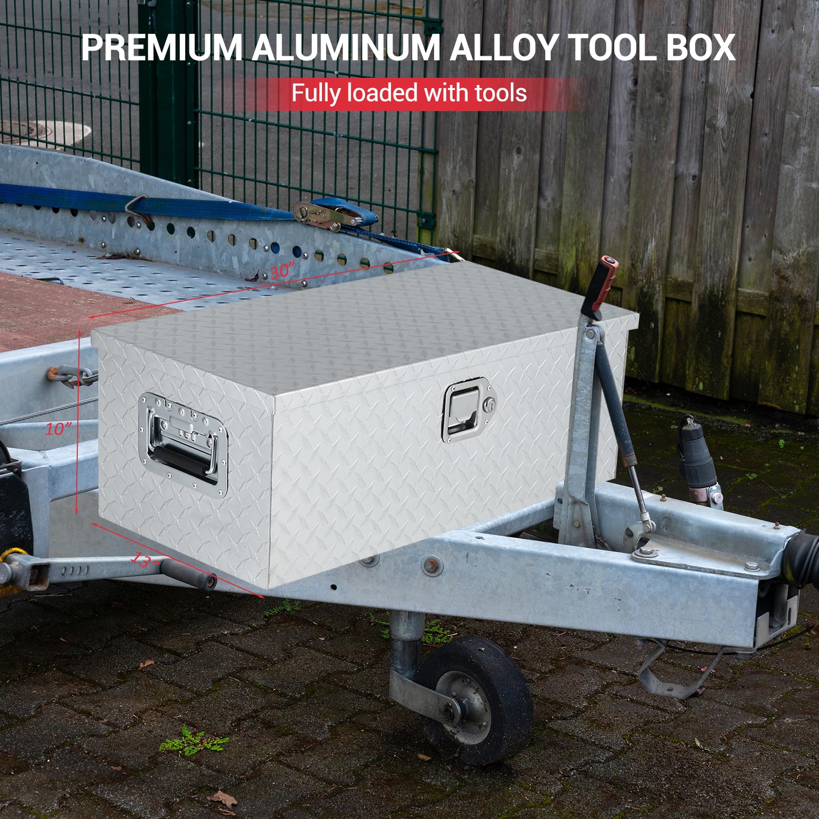 GARVEE 30 Inch Aluminum Truck Tool Box with Security Lock - Heavy Duty Waterproof Storage Chest for Pickup Trucks, RVs & Trailers - Organize Tools & Equipment (Silver) - Perfect for Construction, Camping & Outdoor Work