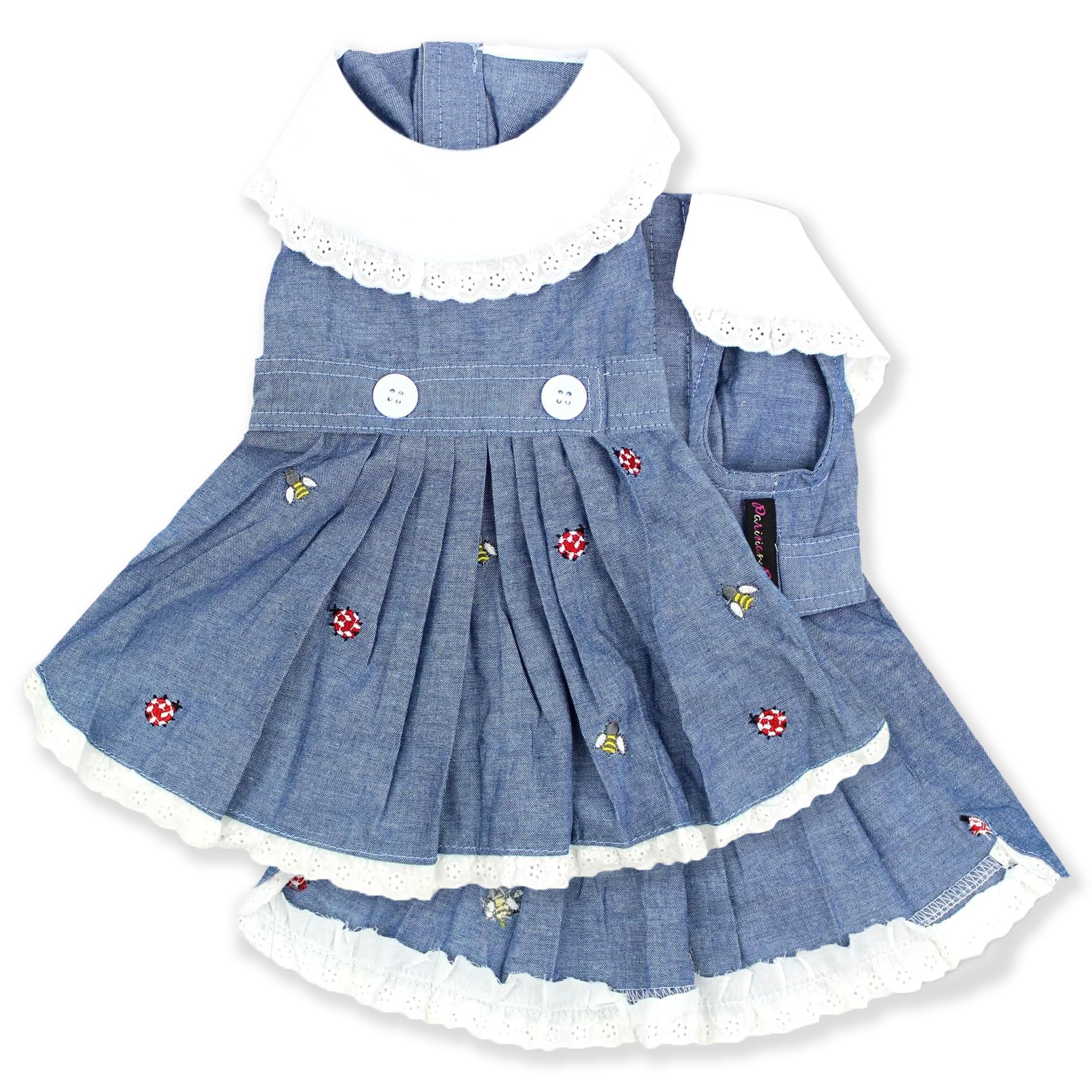 Parisian Pet Dog Dress - Chambray Dog Overalls - Lightweight & Fashionable Summer Dog Skirt - Sleeveless Dog Clothes for Large Dogs (2XL) - Perfect for Outdoor Adventures, Beach Trips & Photo Shoots