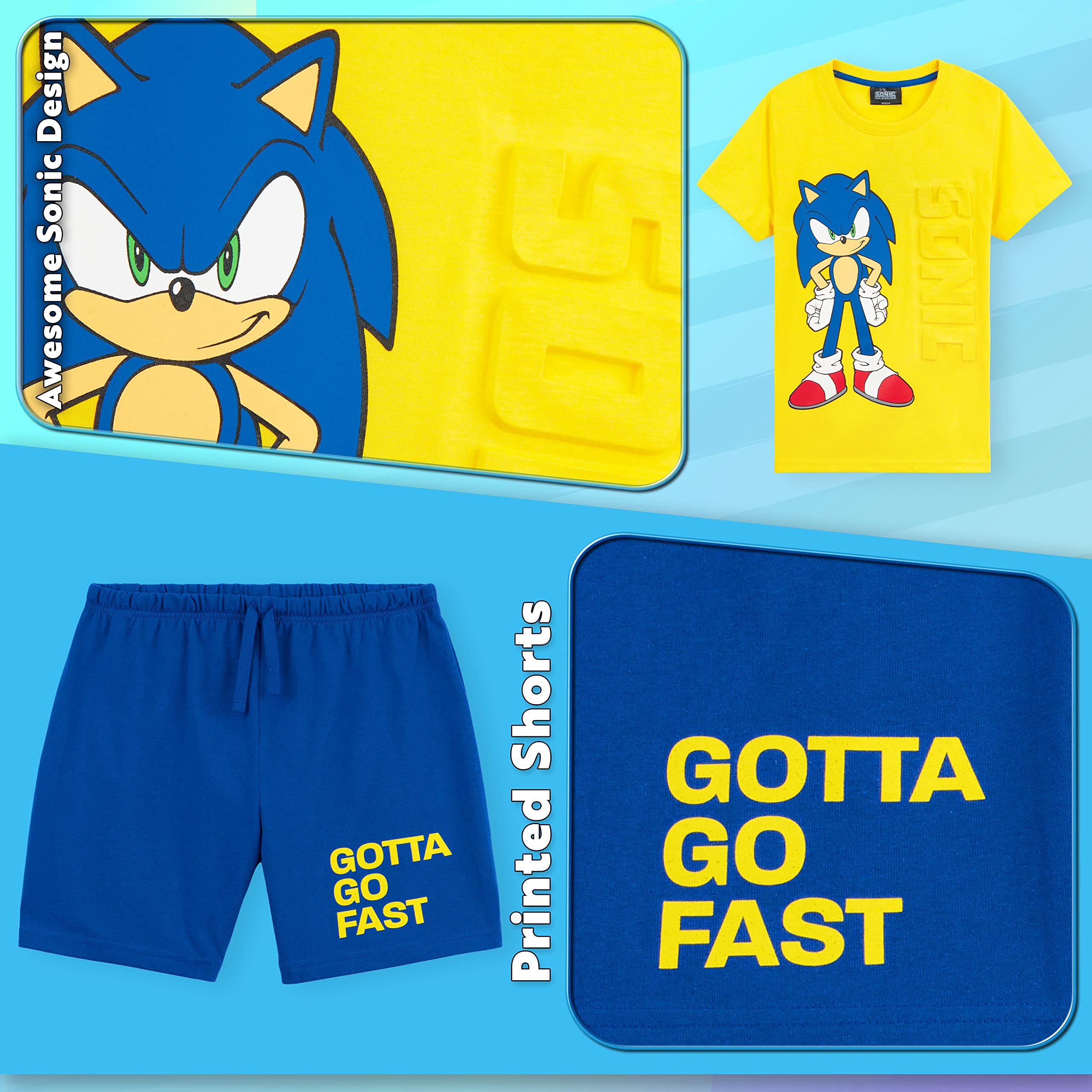 **Sonic the Hedgehog Boys' Pajama Set - Soft & Breathable Summer Nightwear for Kids Ages 4-12 - Short Sleeve PJs for Boys, Lounge Wear & Gamer Gifts - Perfect for Sleepovers, Gaming Nights & Relaxing at Home**