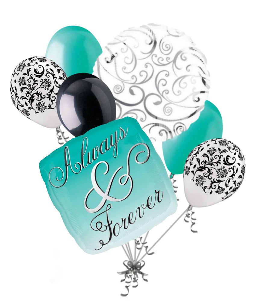 Jeckaroonie 7-Piece Always & Forever Aqua Teal Balloon Bouquet Set - Elegant Party Decorations for Weddings, Engagements & Special Celebrations