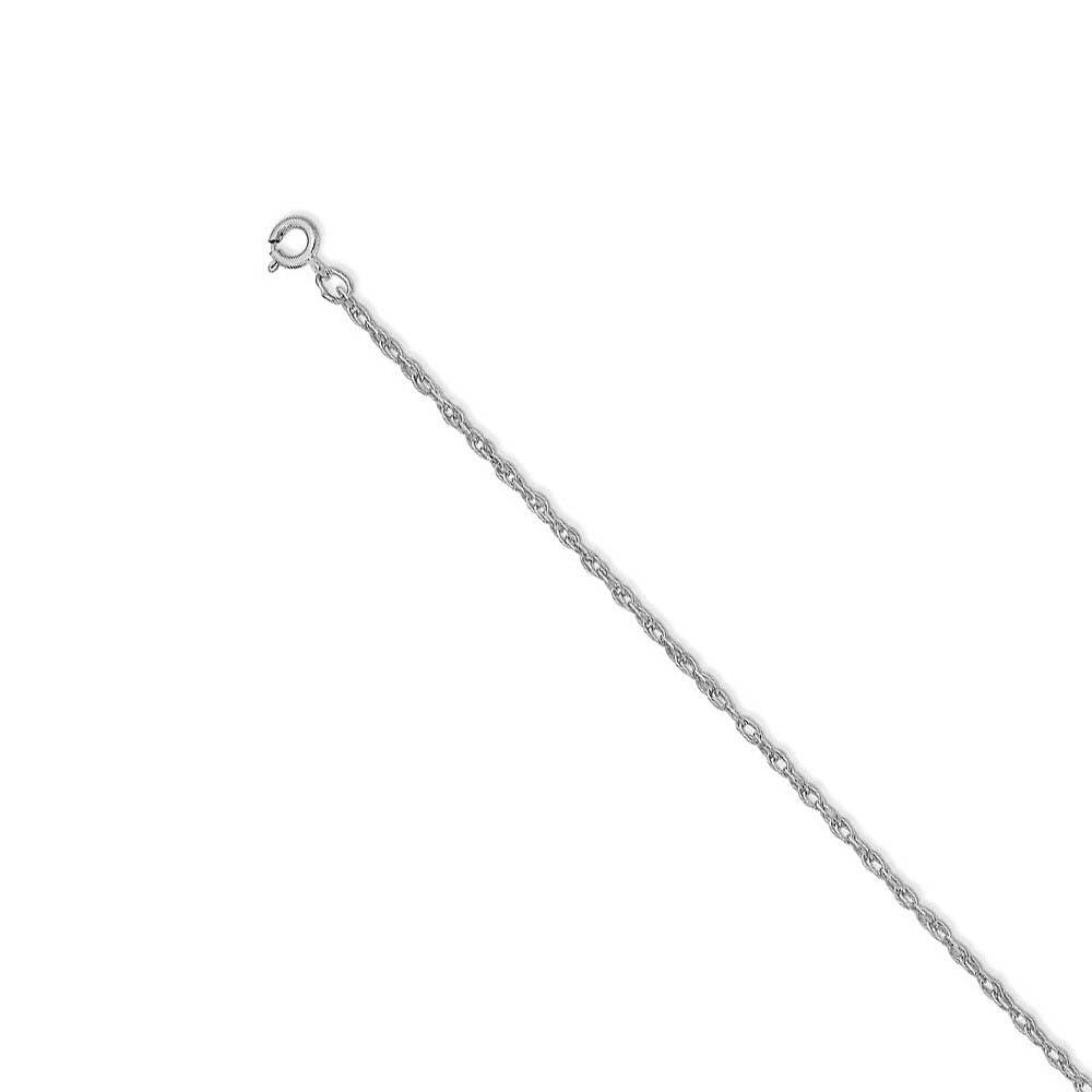 14K White Gold Solid Cable Rope Chain Necklace - 1.35mm Black Bow Pendant | Elegant Jewelry for Women, Perfect for Weddings, Parties & Everyday Wear