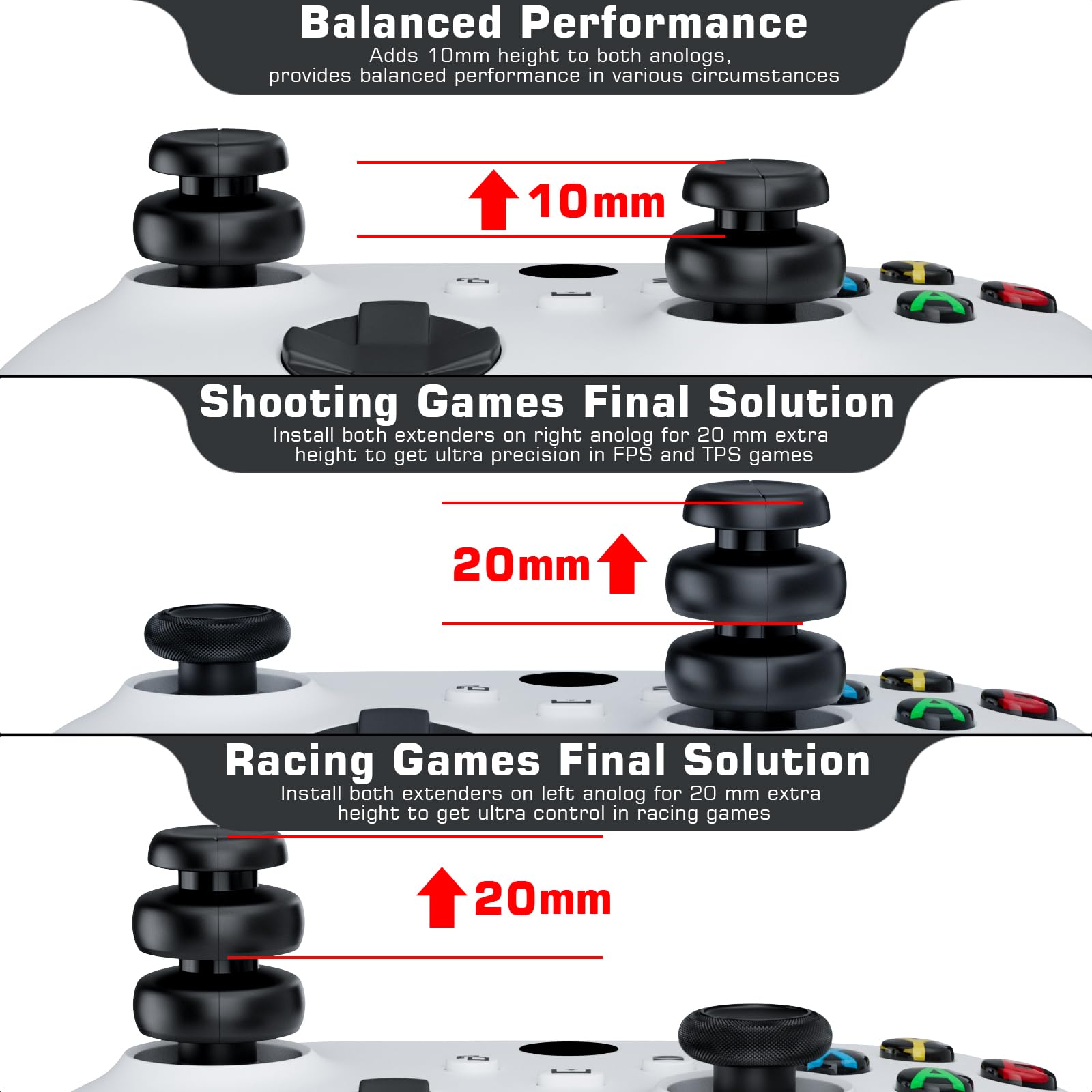 PlayRealm No-Slip Thumbstick Grip Extenders & Silicone Cover Set (2-Pack) for PS5 & PS4 Controllers - Whirlpool Pink | Enhanced Gaming Comfort & Precision for FPS, Racing & Action Games