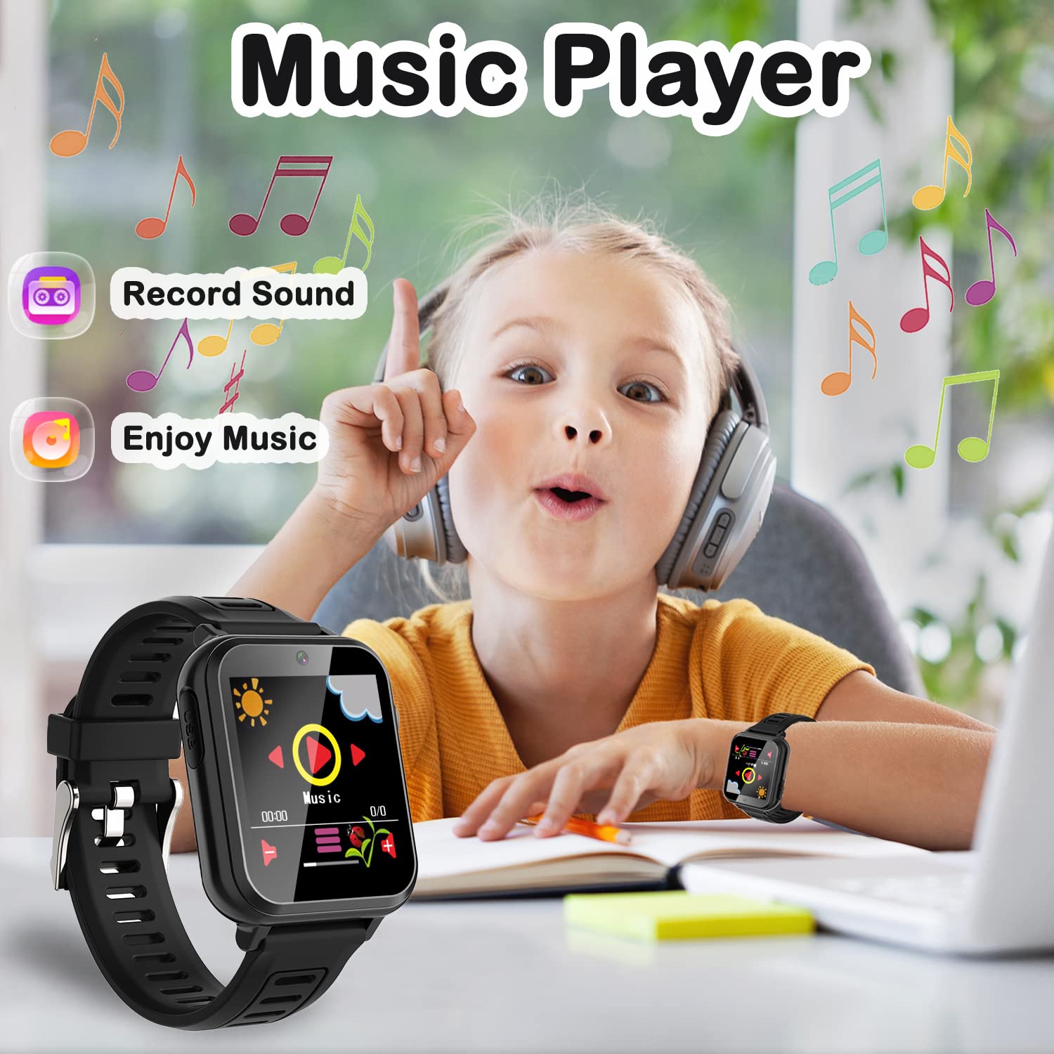 **Smart Watch for Kids with 24 Puzzle Games, HD Touchscreen, Camera, Music Player, Pedometer & Alarm Clock – Perfect Gift for Boys & Girls Ages 4-12 – Ideal for Learning, Play & Outdoor Activities**