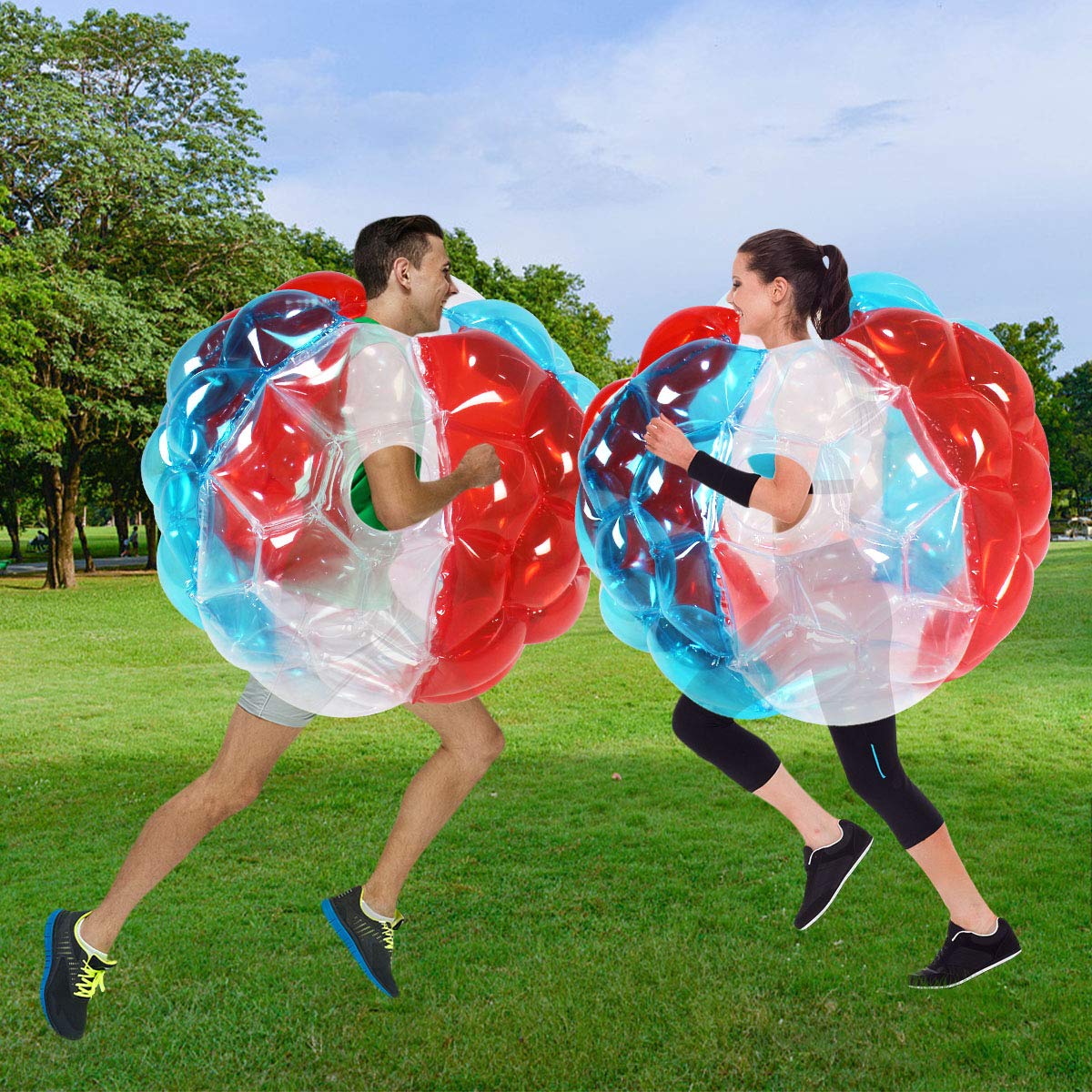 **SUNSHINEMALL 2 Pack Inflatable Bumper Balls for Adults & Kids (3ft/0.90m) - Giant Sumo Balls, Body Bumpers, Zorb Ball for Outdoor Games, Backyard Fun, Parties, and Team Building Activities**