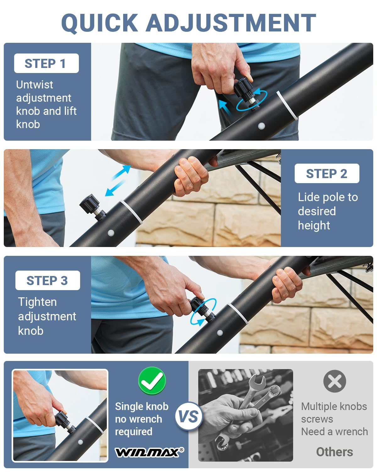 WIN.MAX Adjustable Basketball Hoop 3.8-10ft Height, 44 Inch Backboard - Portable Outdoor/Indoor Basketball Goal System for Kids & Adults - Perfect for Driveway, Backyard, Pool & Gym Use