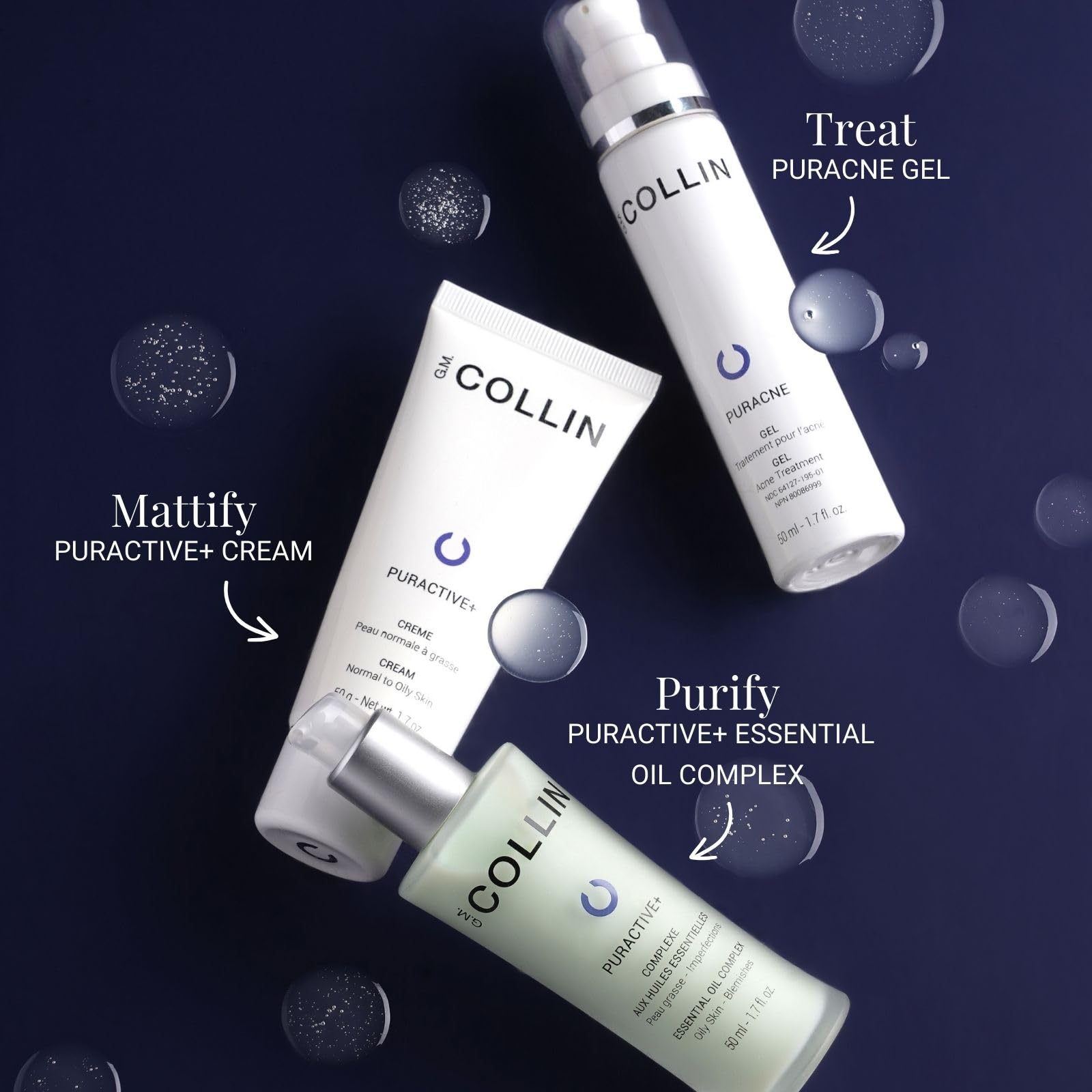 G.M. COLLIN Puractive+ Essential Oil Complex with Salicylic Acid - Anti-Acne Face Serum for Oily & Blemish-Prone Skin - Reduces Breakouts & Pore Size - Perfect for Daily Skincare Routine & Post-Workout Care