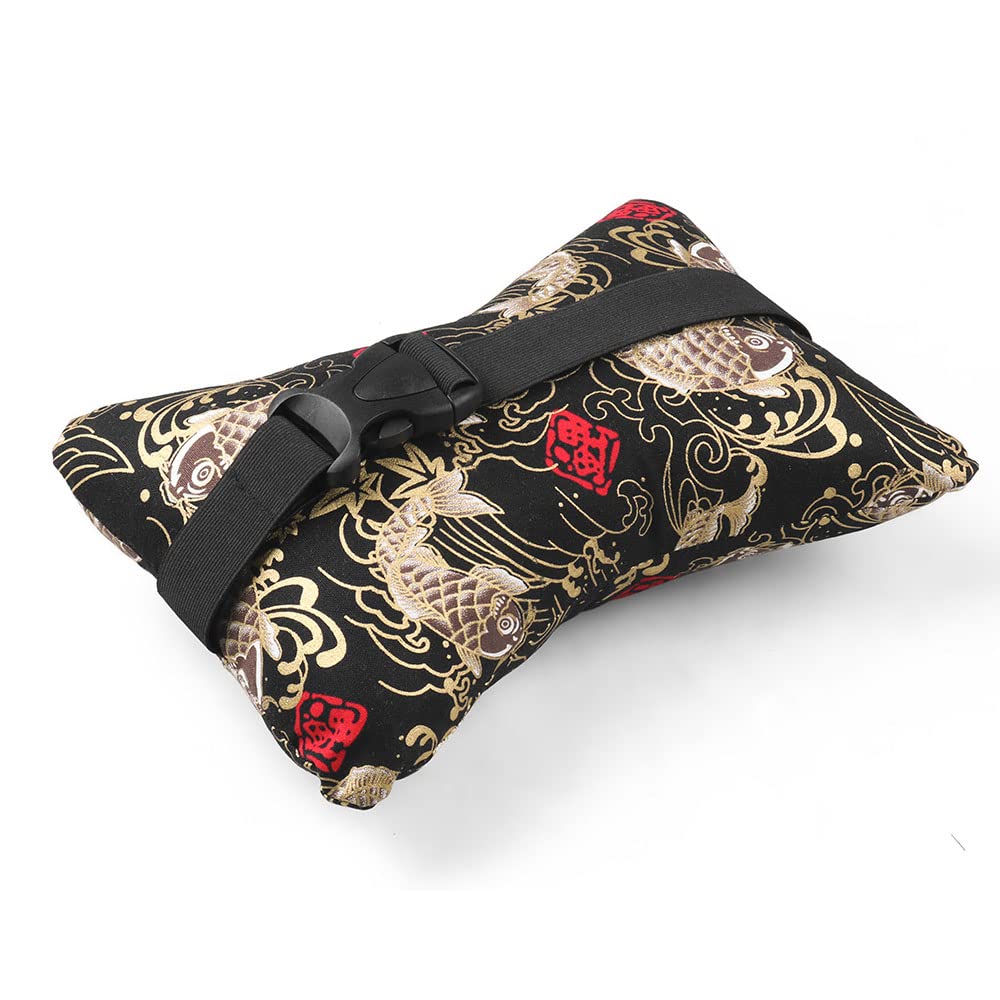 Car Neck Pillow for Travel - Memory Foam Headrest Cushion with Adjustable Straps, Ergonomic Neck Support for Long Drives & Road Trips (Koi Black) - Perfect for Commuting, Airplane & Office Use