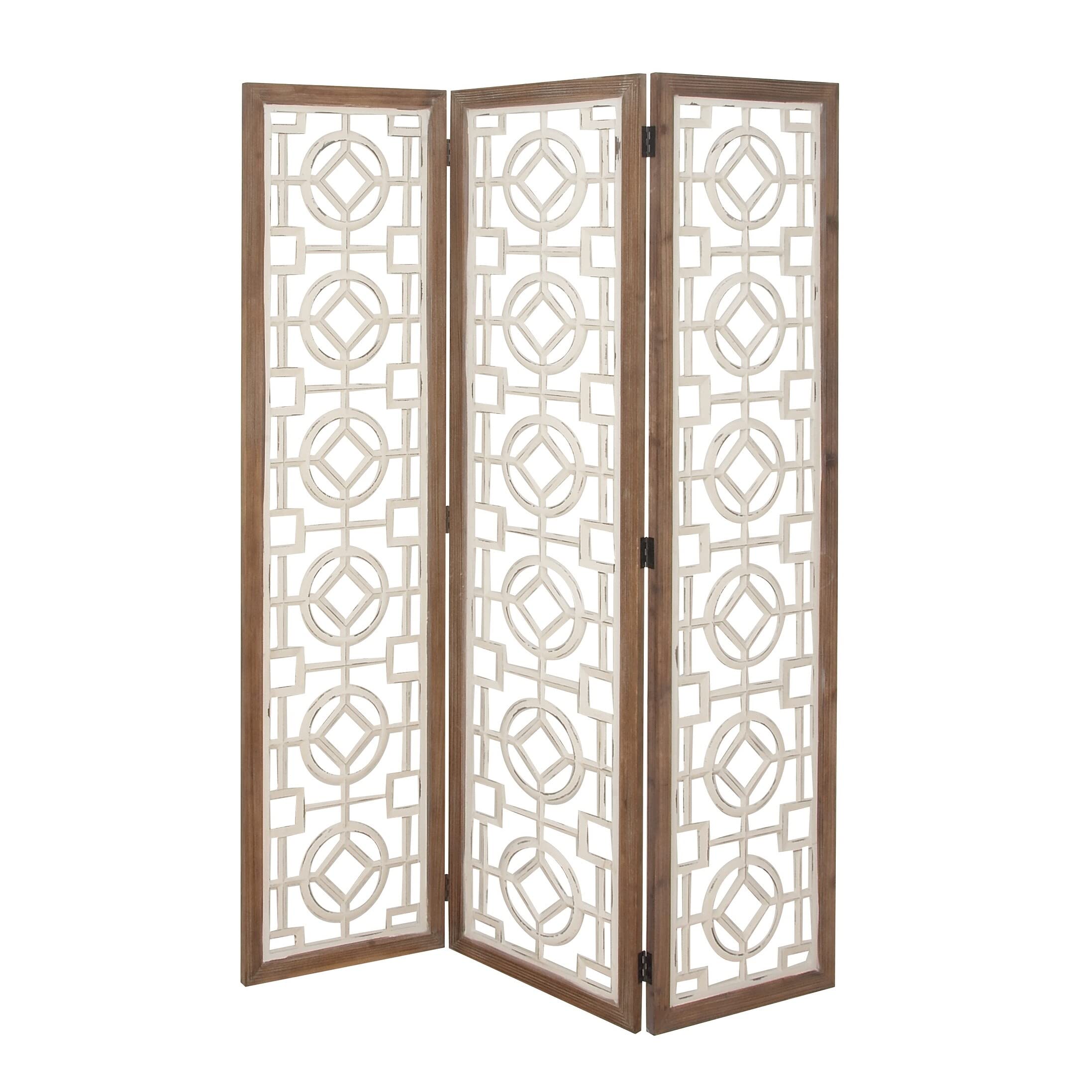 White Wood Farmhouse Room Divider Screen 72