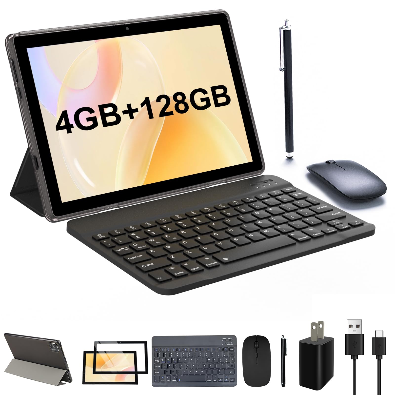 2024 Newest 10 Inch Android 13 Tablet - 12GB RAM 128GB ROM (1TB Expandable) 2-in-1 Laptop with Keyboard, Quad-Core 2.0GHz Processor, HD Screen, 5G WiFi 6, BT 5.0, 8MP Camera - Perfect for Work, Study & Entertainment