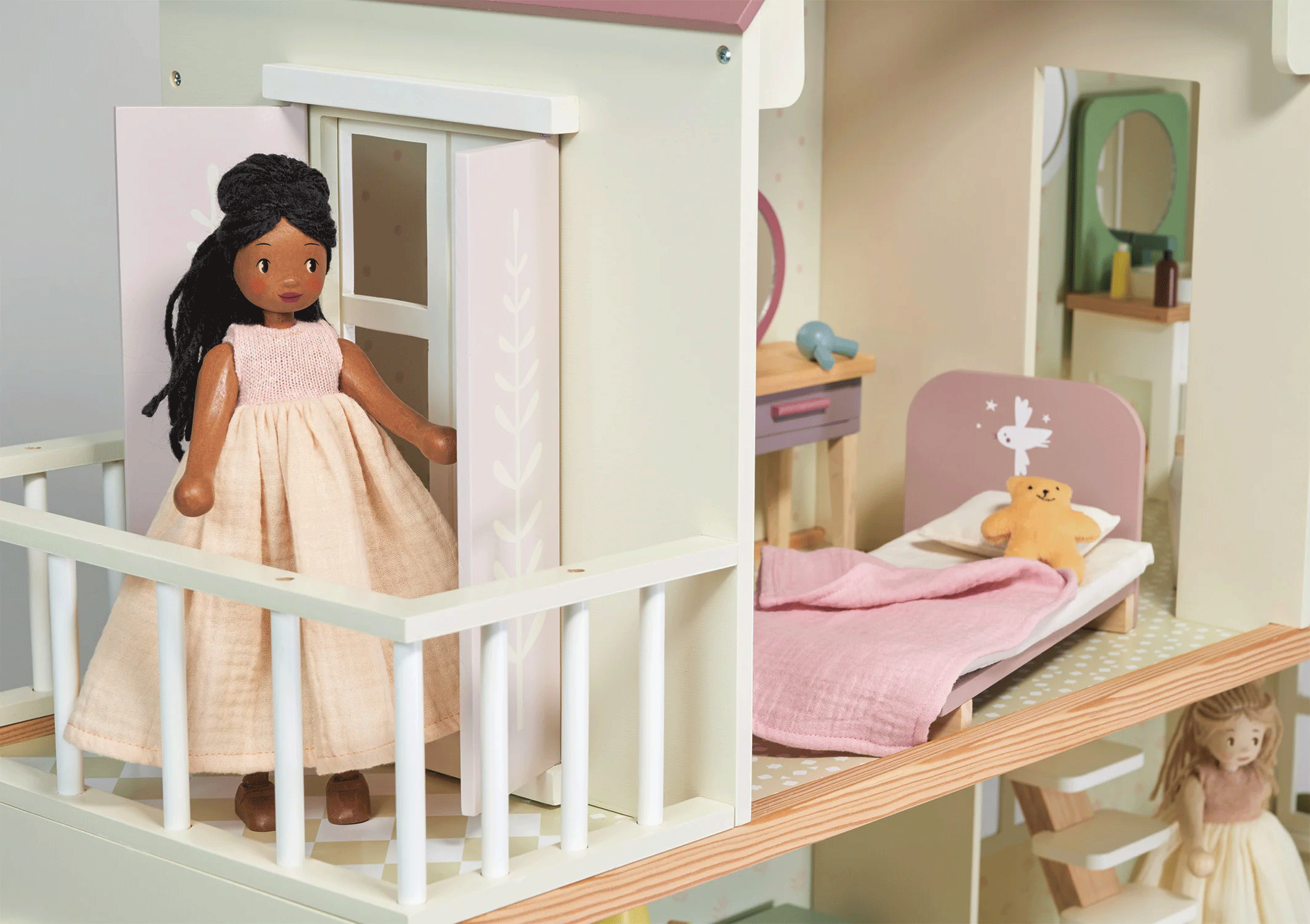 Tenderleaf Toys Wooden Lola Doll - Handcrafted Wooden Baby Doll for Kids | Perfect for Pretend Play, Nursery Decor & Gift Giving