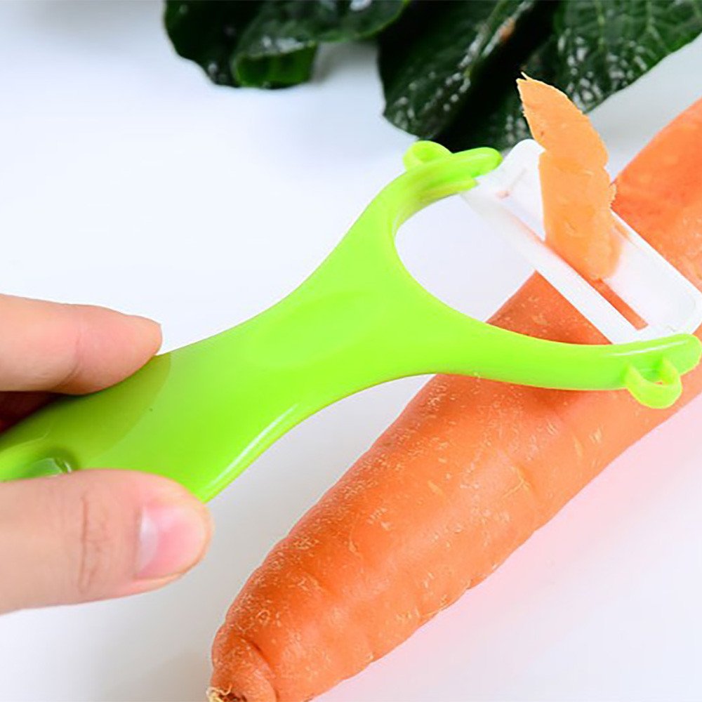 Quaanti Ceramic Vegetable Peeler & Cabbage Grater - Multi-Purpose Potato Slicer, Salad Cutter & Fruit Peeler - Green Kitchen Tool for Meal Prep, Cooking & Healthy Eating