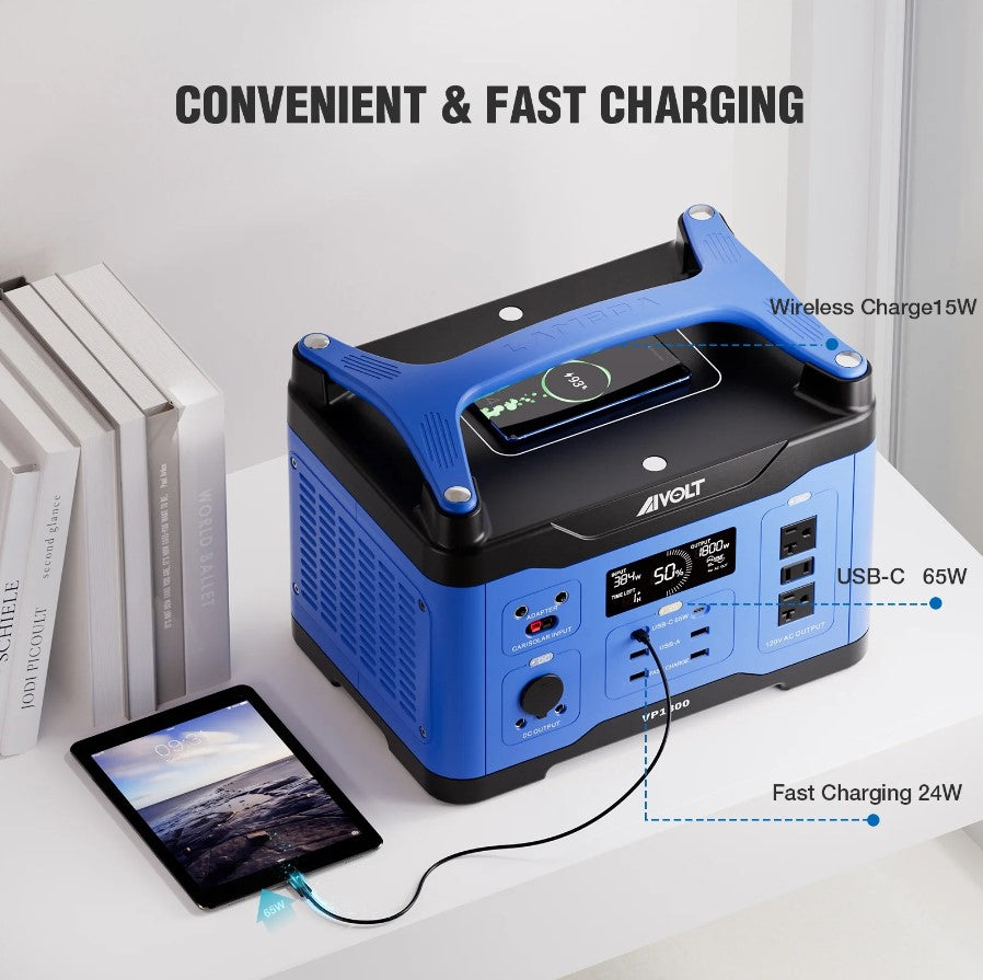 Aivolt VP1800 1602Wh/1800W Portable Power Station with Solar Charging - Reliable Backup Power for Camping, Emergencies & Outdoor Adventures