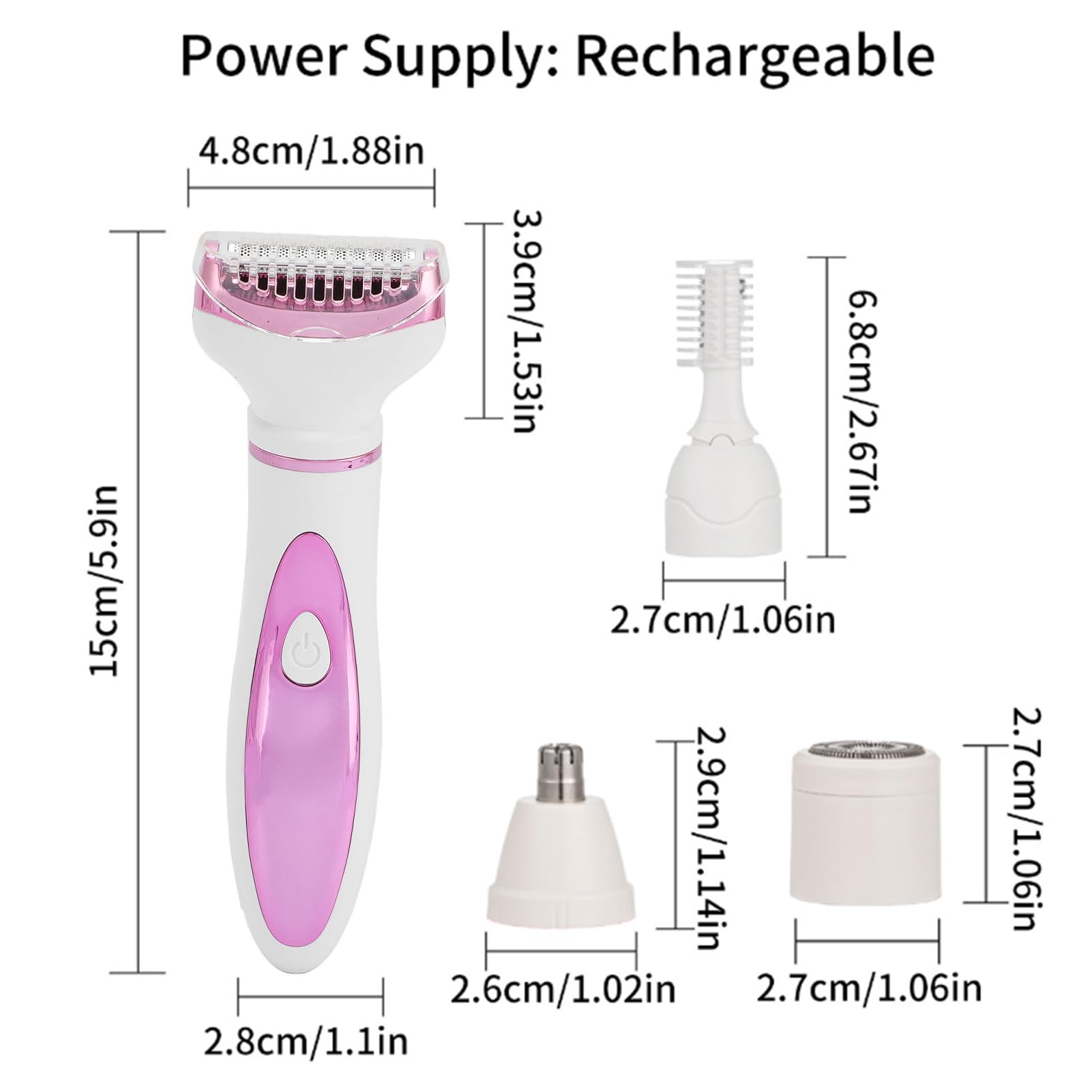 Rechargeable Cordless Women's Electric Body Hair Trimmer Set - 4-in-1 LCD Display Pubic & Bikini Hair Clipper for Smooth Skin - Perfect for Travel, Gym & Personal Grooming at Home