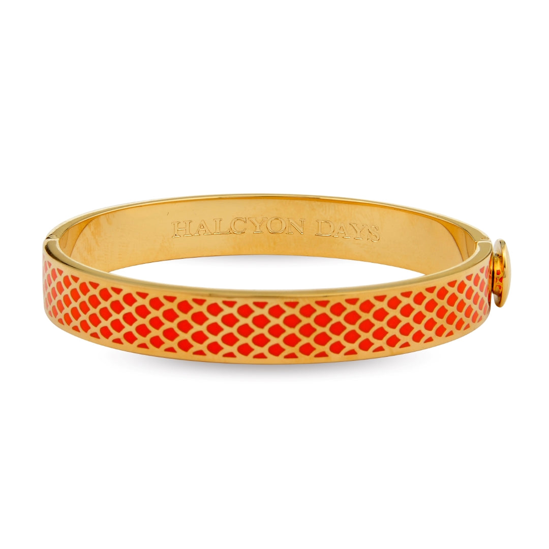Salamander Enamel Bangle Bracelet - Vibrant Orange Handmade Jewelry for Women, Fashion Accessories for Casual & Party Wear