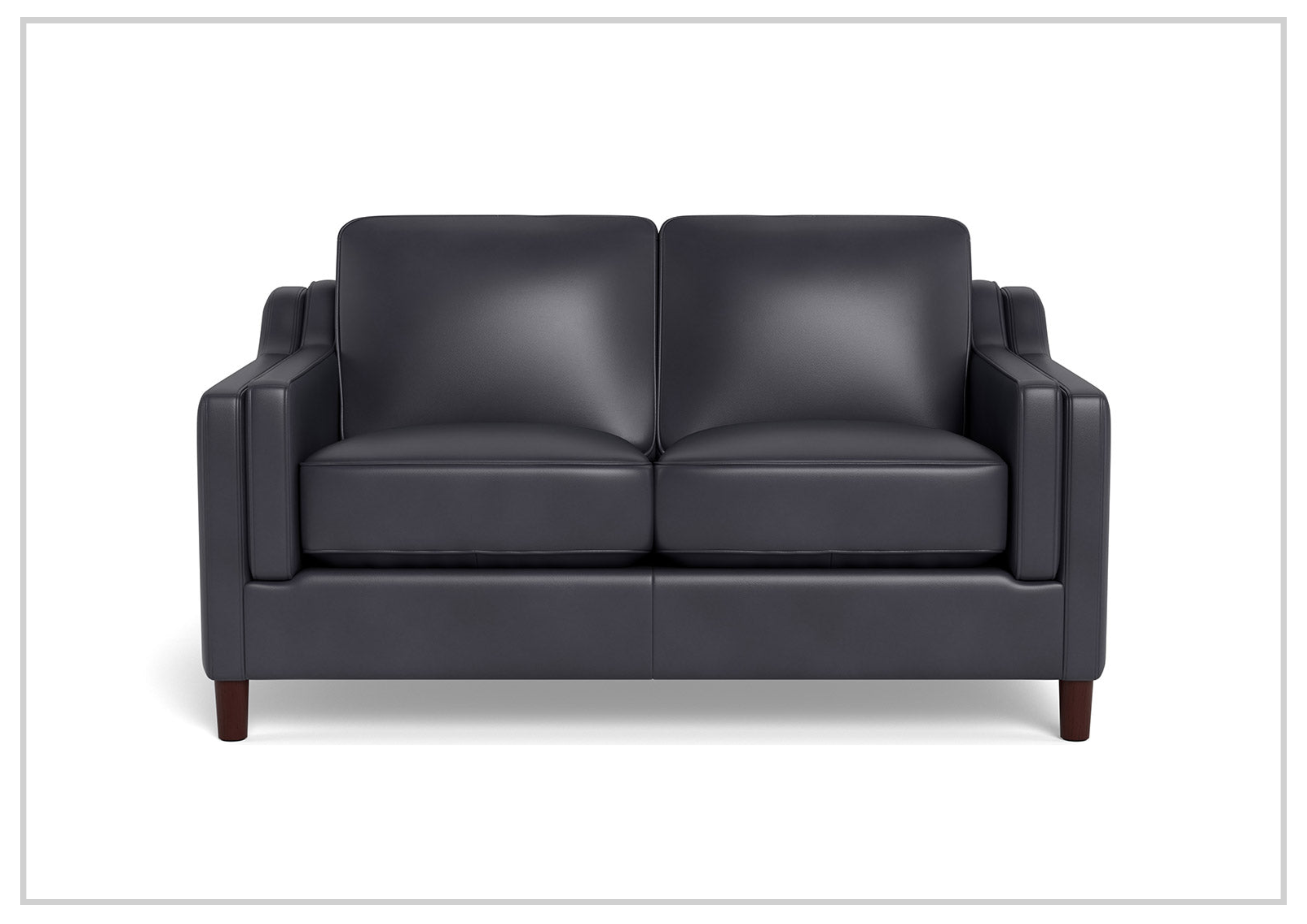 Hydeline Bella Stationary Leather Loveseat with Track Arms - Premium Faux Leather Sofa for Living Room, Office & Small Spaces - Comfortable Two-Seater Couch for Relaxing & Entertaining