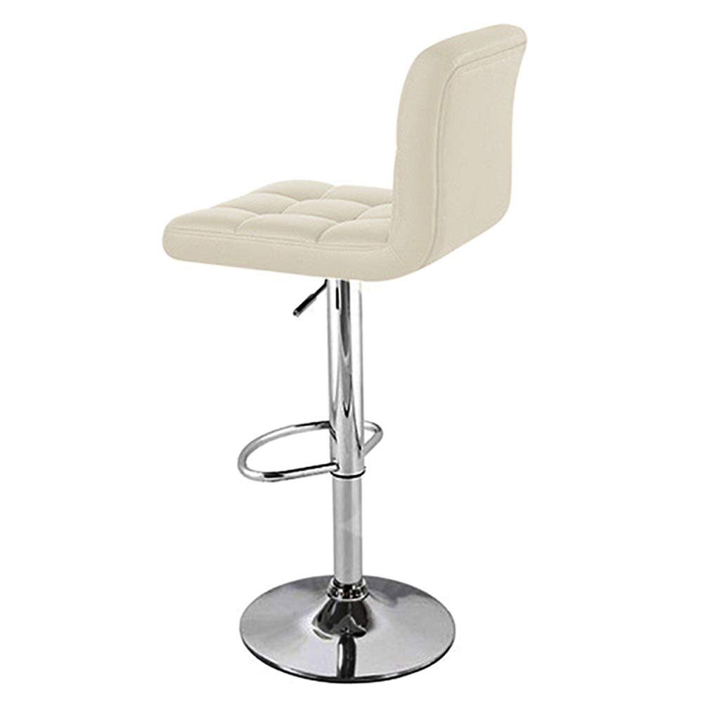 Boris Contemporary Adjustable Height Bar Stool - Chrome Base & Footrest, Cream Upholstery, Perfect for Kitchen Islands & Home Bars