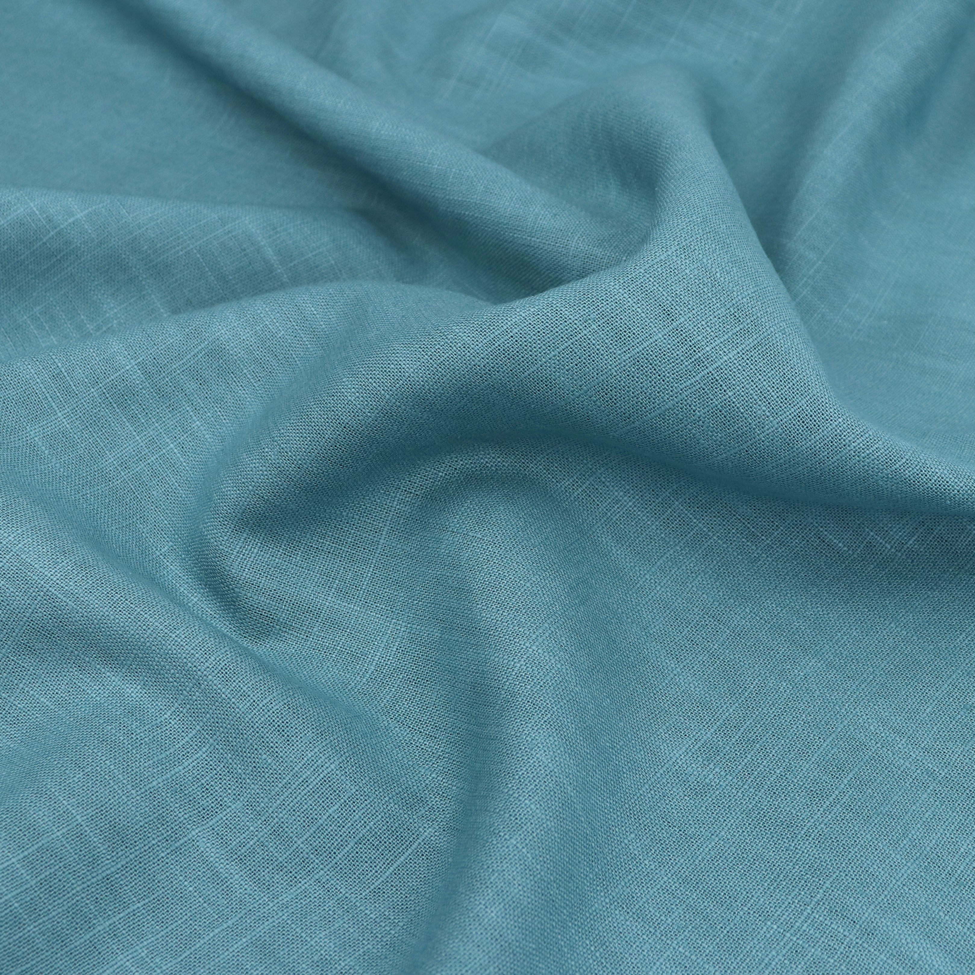 Premium Washed Linen Cotton Fabric - Seafoam Green | Soft & Breathable Material for Dresses, Curtains & Home Decor
