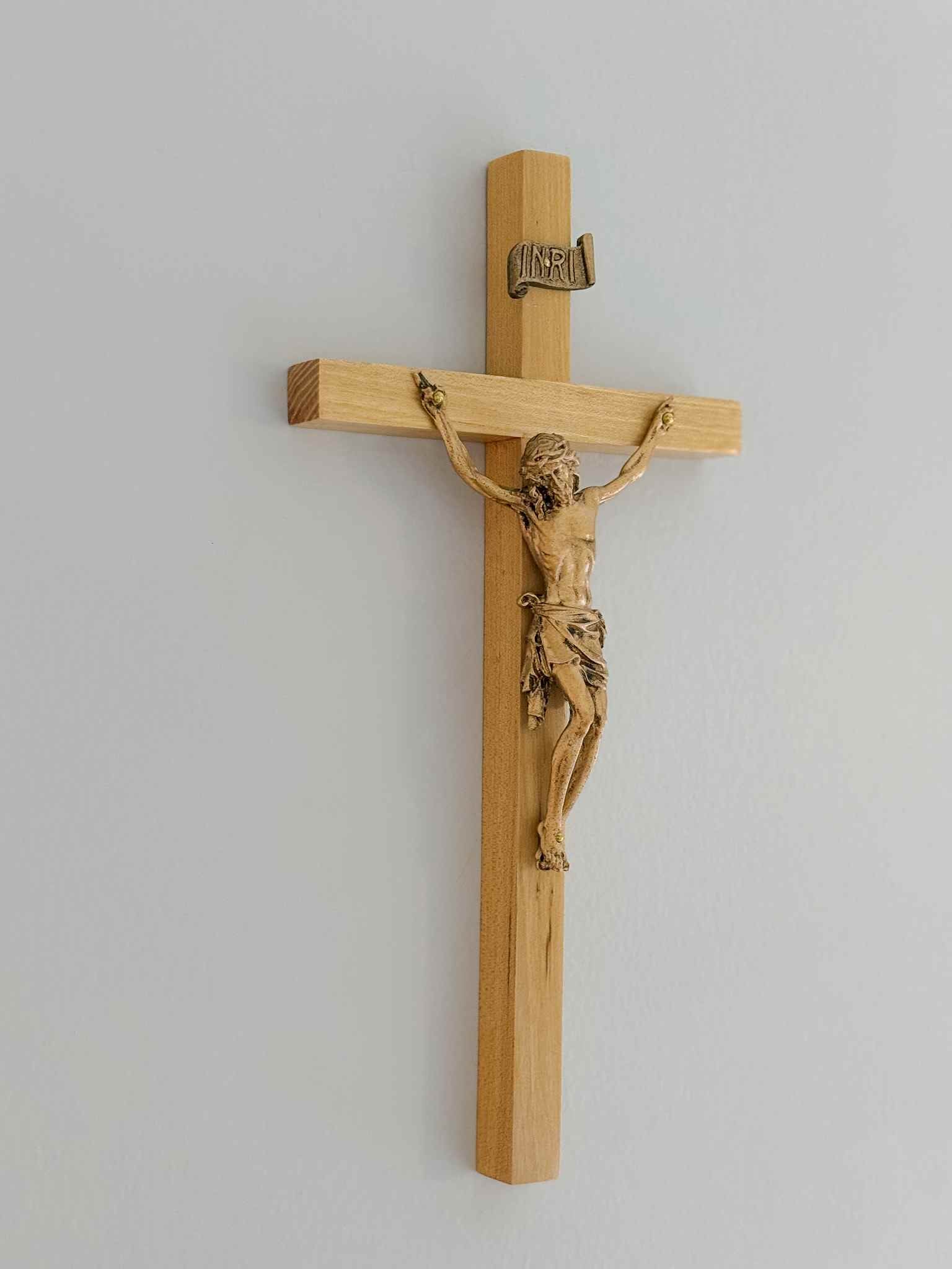 Handmade Oak Wood Crucifix - Religious Cross for Home Decor, Church, and Prayer - Perfect for Wall Mounting and Spiritual Gifts