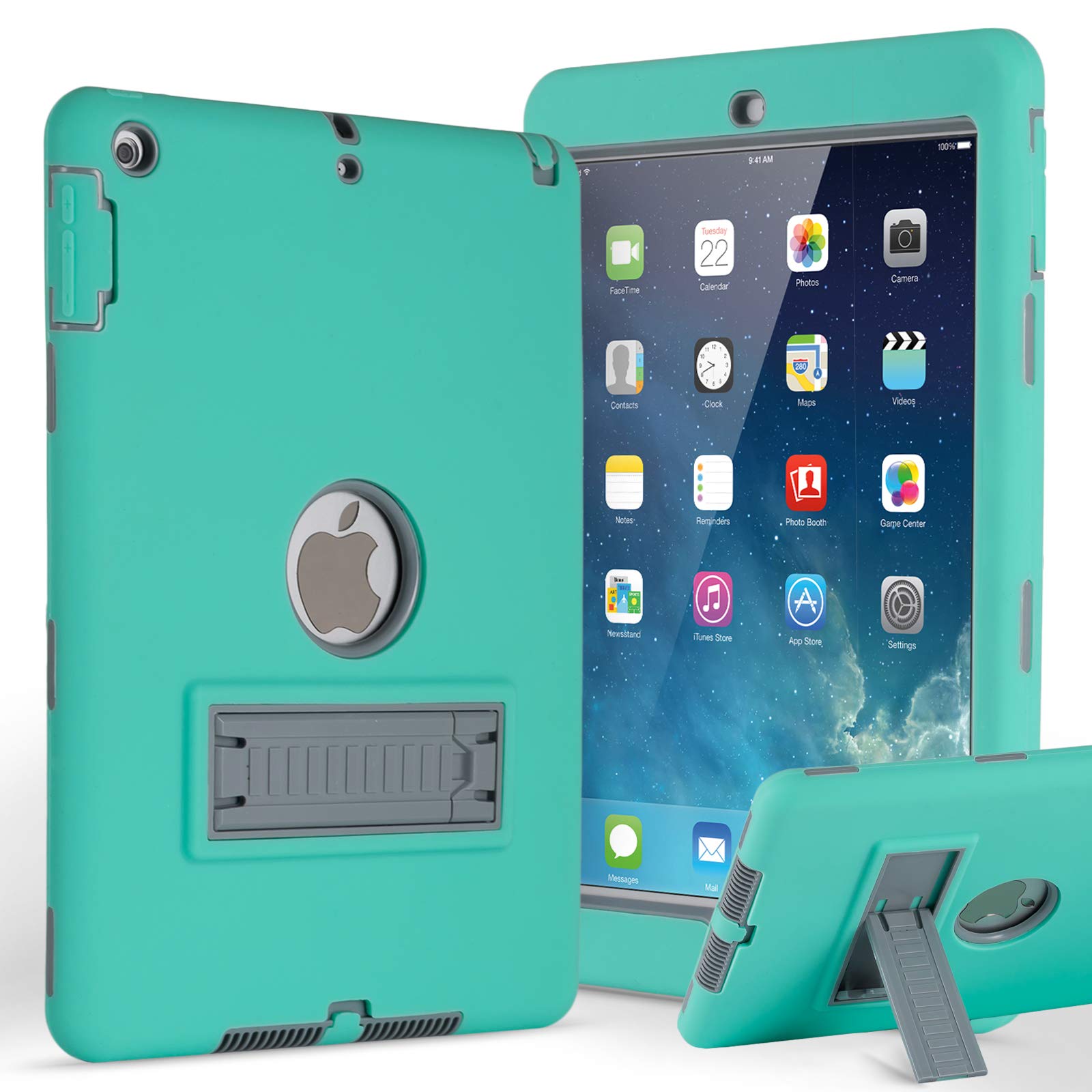 ZERMU 3-in-1 Heavy Duty Shockproof Rugged Case for iPad Air 5th Generation - Kickstand Feature, Silicone+Hard PC Bumper, High-Impact Resistant Armor Defender Full Body Protection - Perfect for Travel, Work & Outdoor Use
