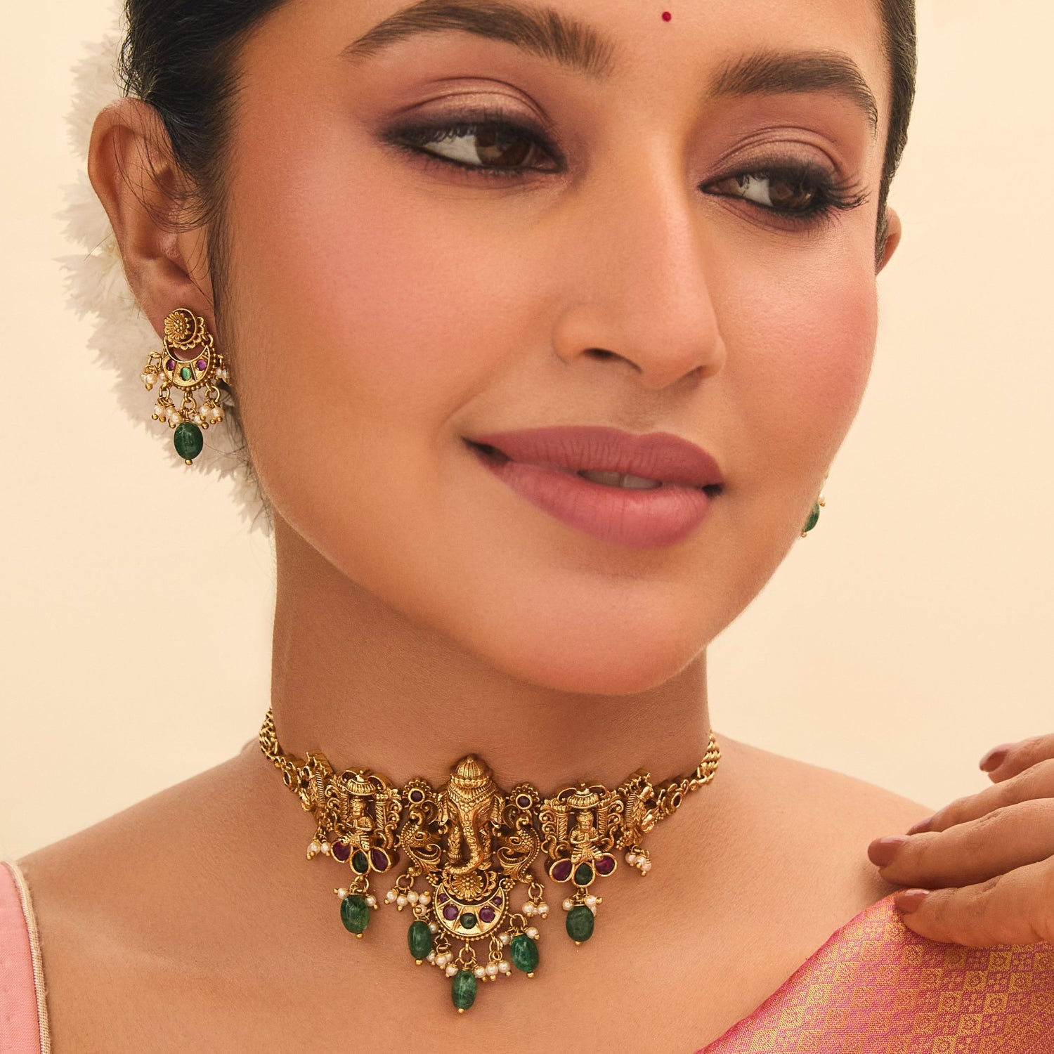 Vintage Chandra Antique Choker Necklace Set - Elegant Bohemian Jewelry for Women, Perfect for Parties, Weddings & Special Occasions