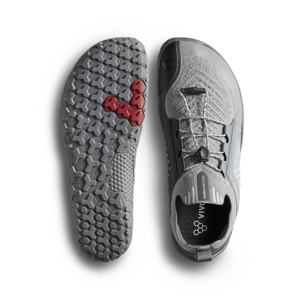 Vivobarefoot Primus Trail Knit FG Men's Barefoot Shoes - Ultimate Gray | Lightweight Hiking & Trail Running Shoes for Natural Movement