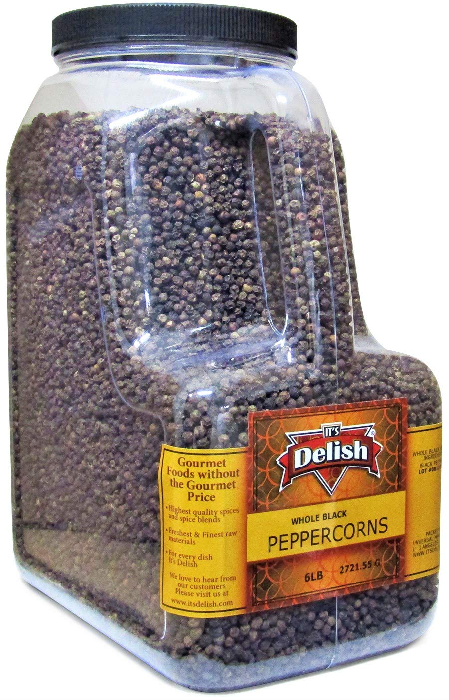 Premium Whole Black Peppercorns by It's Delish – 6 LBS Bulk Size for Restaurants & Home Kitchens – All Natural, Kosher, Fresh Dried Peppercorns for Pepper Grinder Refill – Perfect for Cooking, Seasoning & Gourmet Dishes