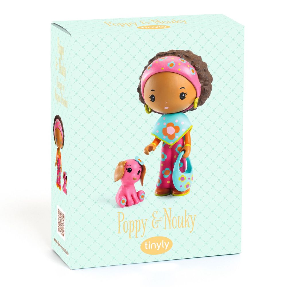 Djeco Tinyly Poppy & Nouky - Adorable Wooden Stacking Toy for Toddlers - Perfect for Early Learning & Playtime Fun