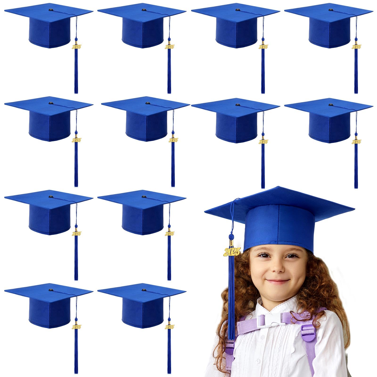Berlune 2025 Preschool Graduation Caps Bulk - Kids Grad Hats with Tassel for Kindergarten Ceremony