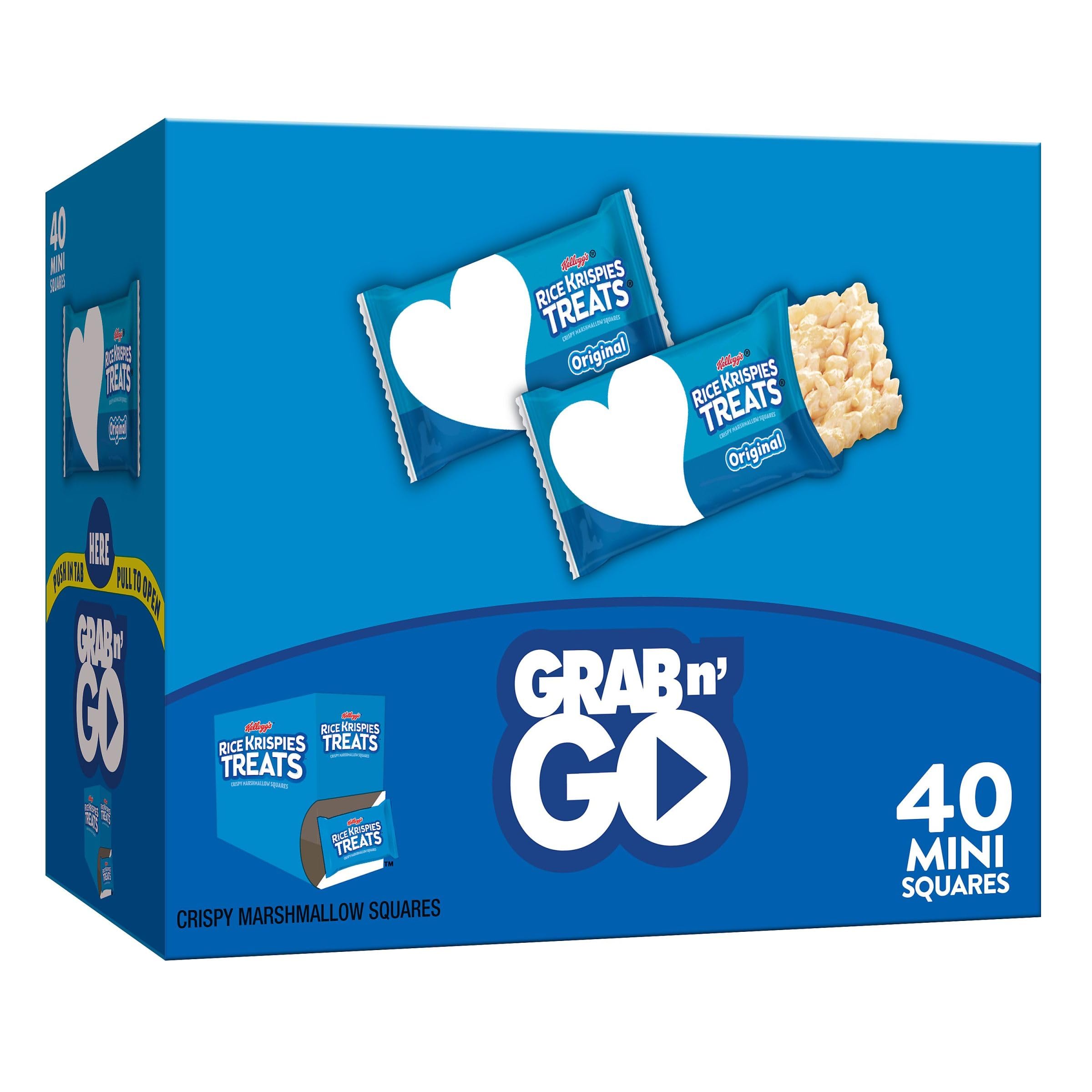Original Rice Krispies Treats Mini Squares - 15.5oz Box (40 Bars) | Kids Snacks, School Lunch, After-School Treats, Birthday Party Favors & On-The-Go Snacking